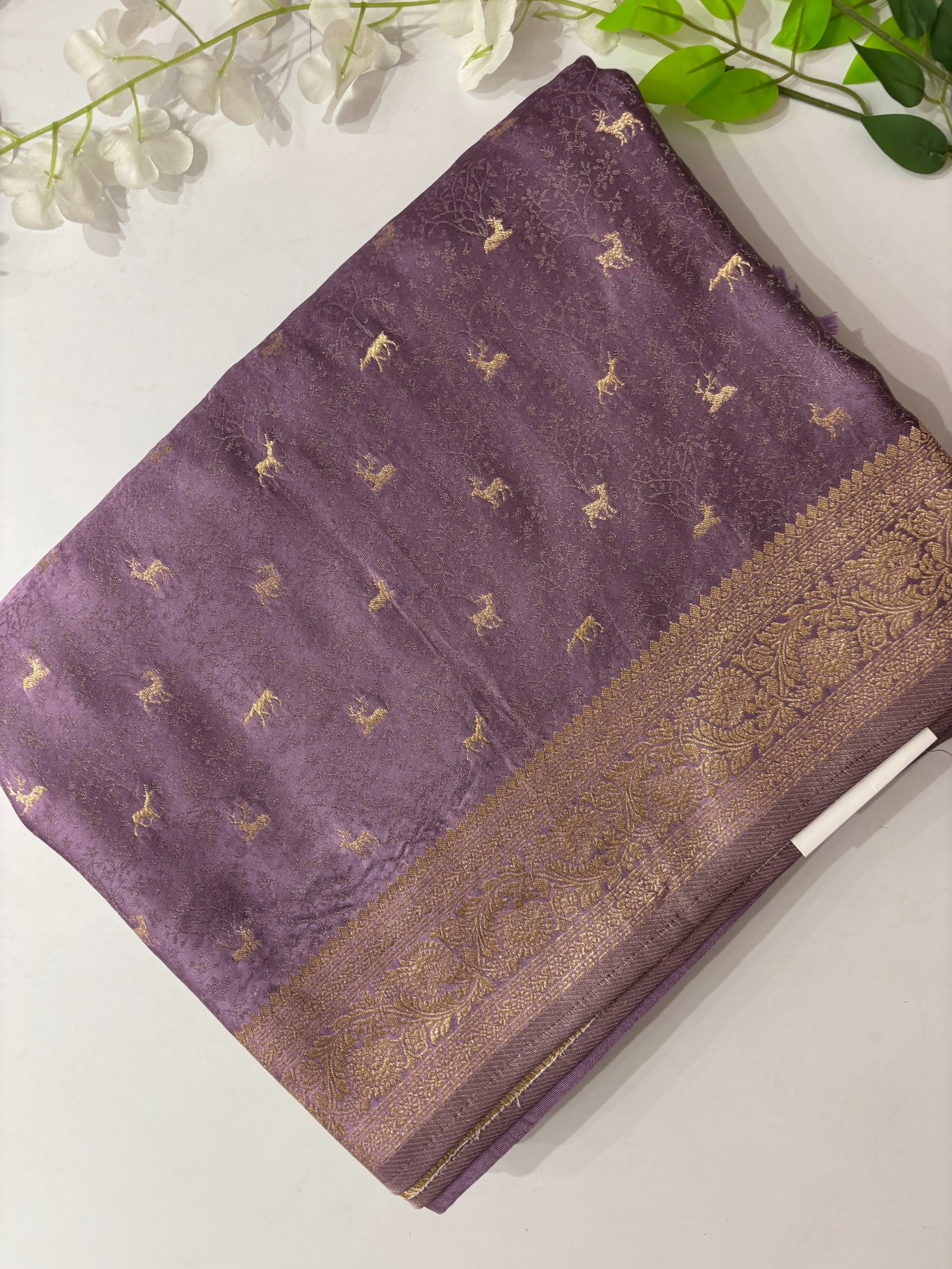 Lavender Banarasi Mashru Silk Saree