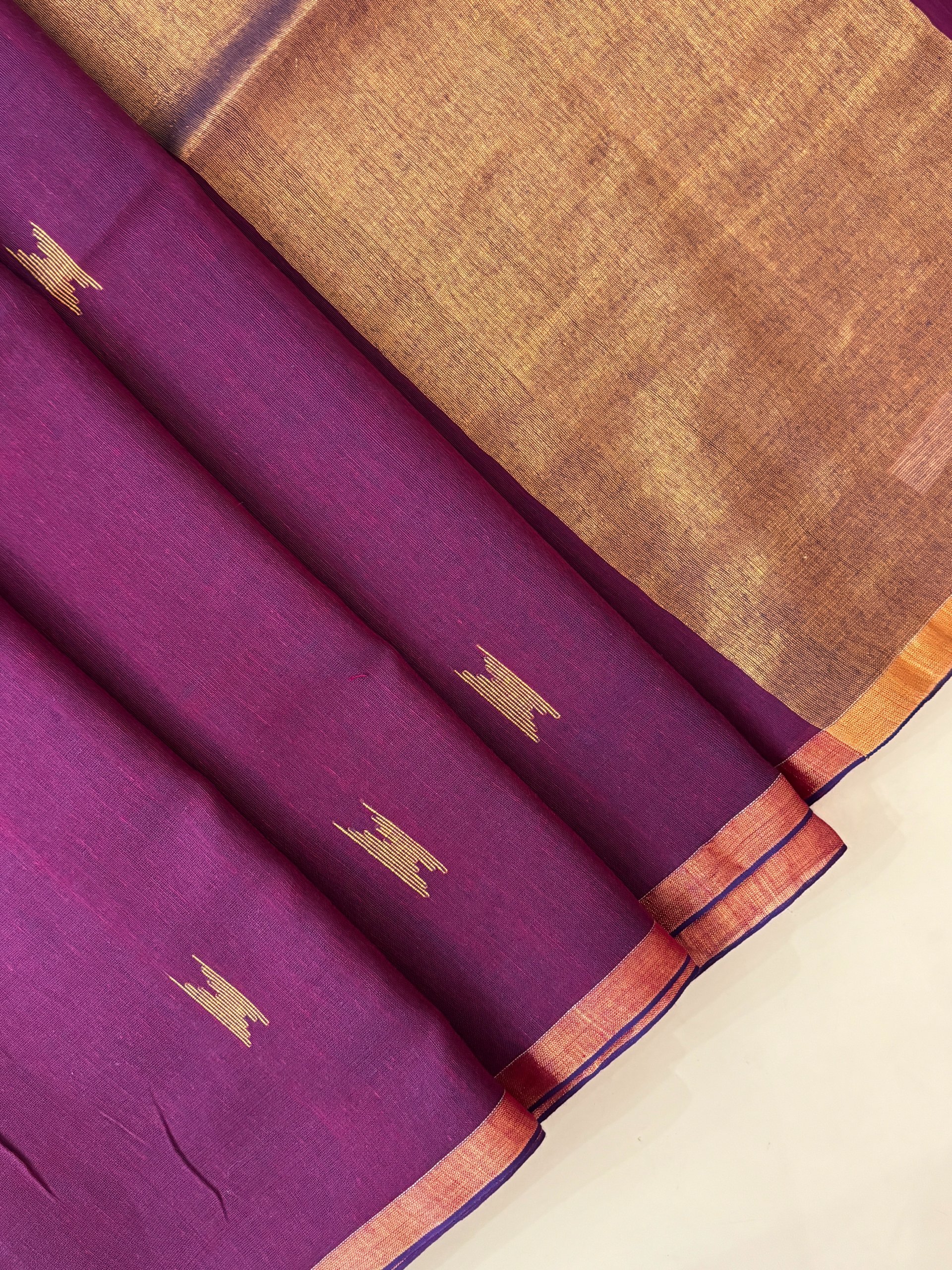 Pink Handwoven  Bengal Cotton Saree