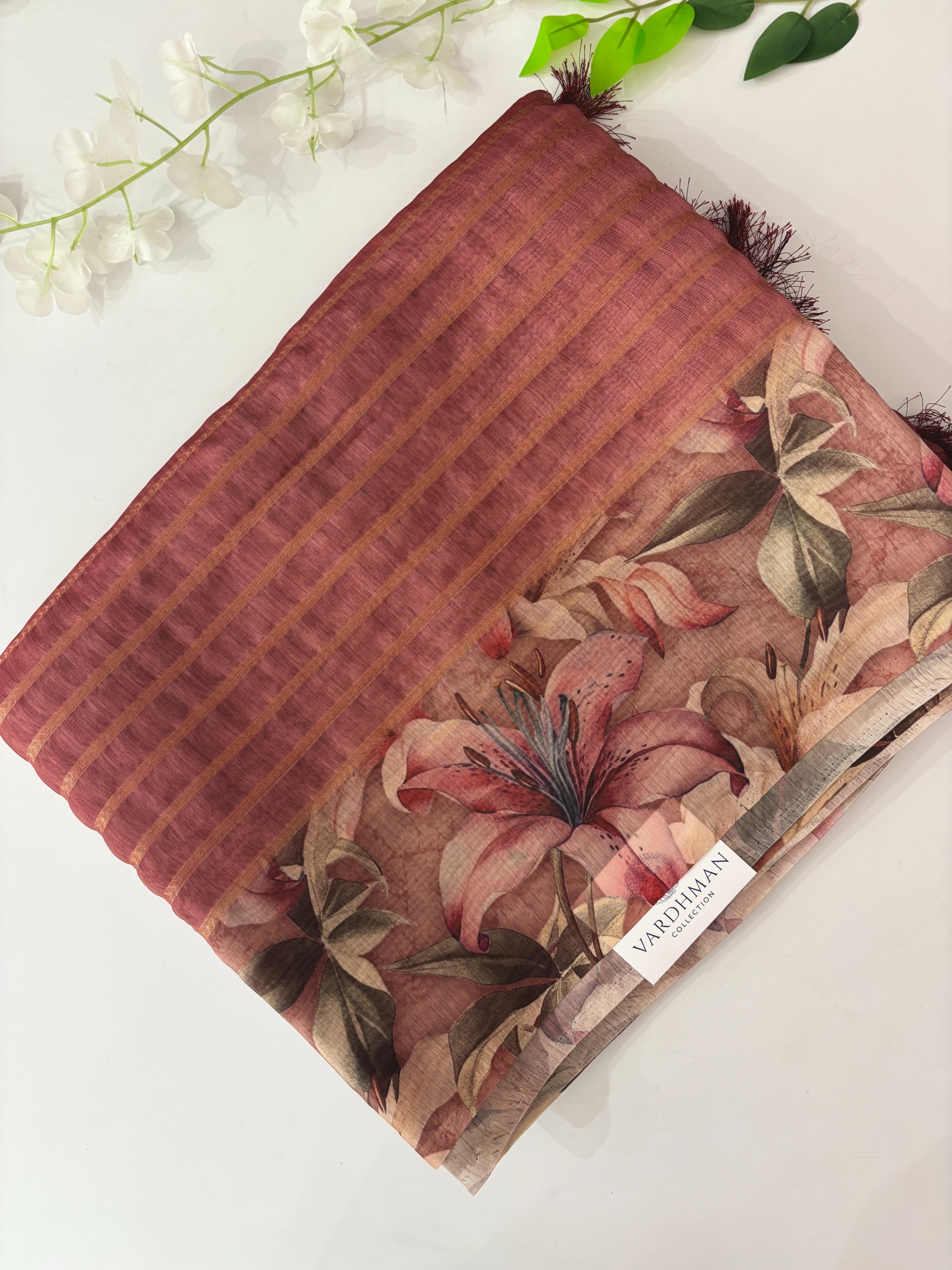 Pink Digital Print Soft Organza Saree