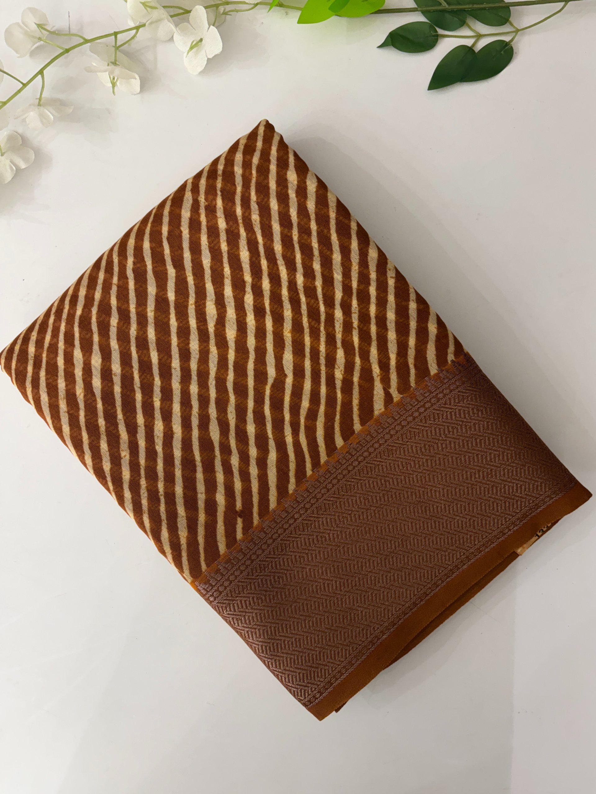 Mustard Lehariya Chanderi Cotton Saree