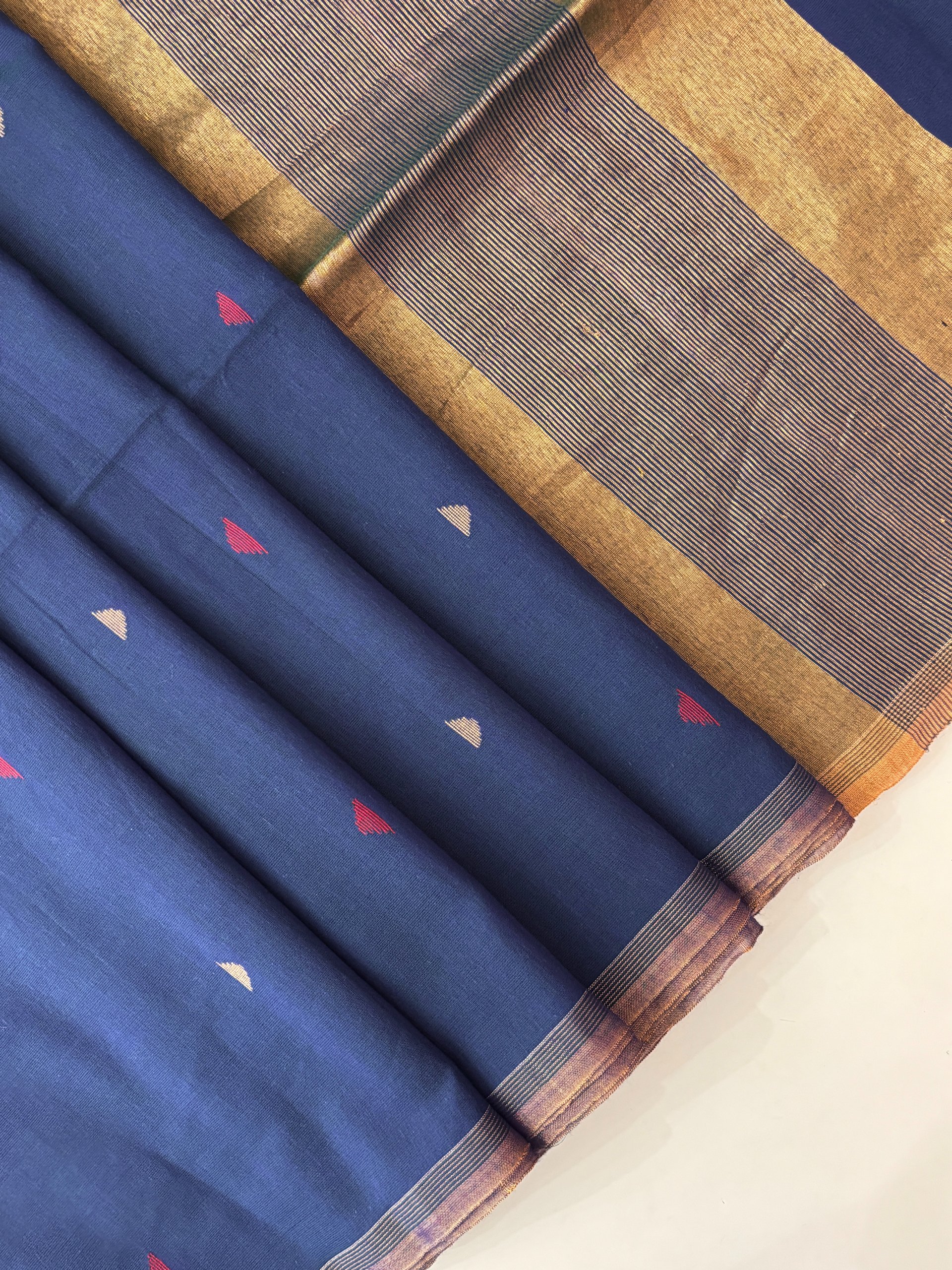 Blue Handwoven  Bengal Cotton Saree
