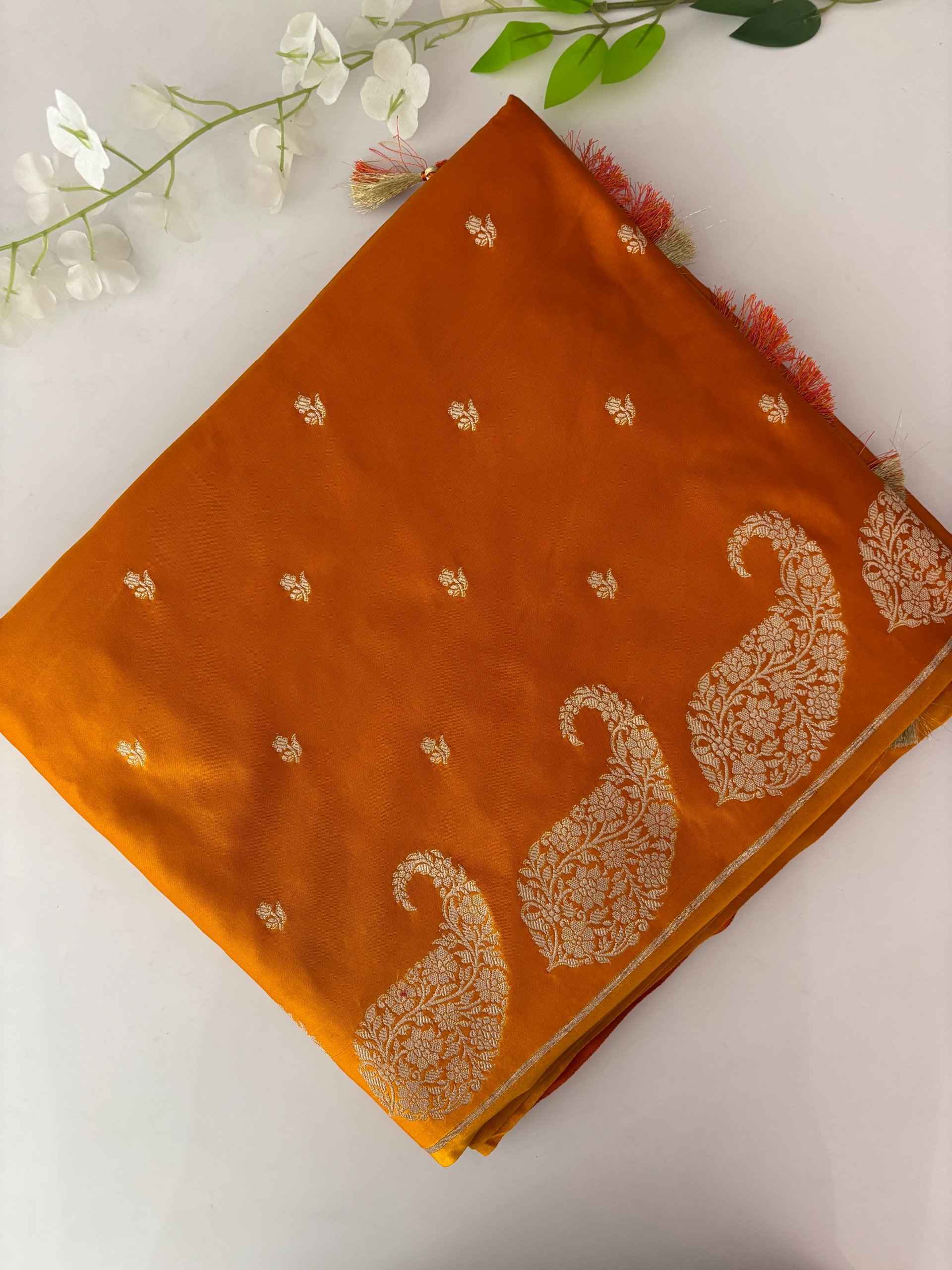 Golden Yellow Mashru Silk Saree