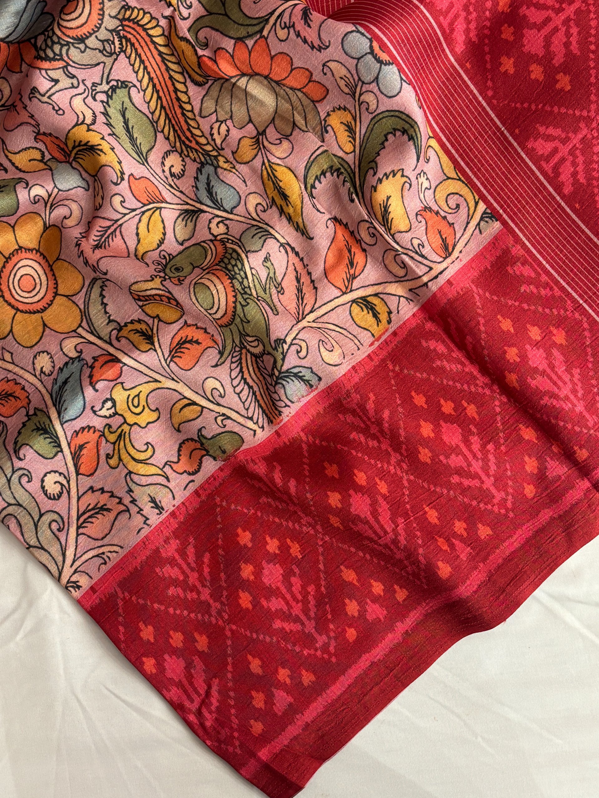 Kalamkari Chapa Tussar Silk Saree