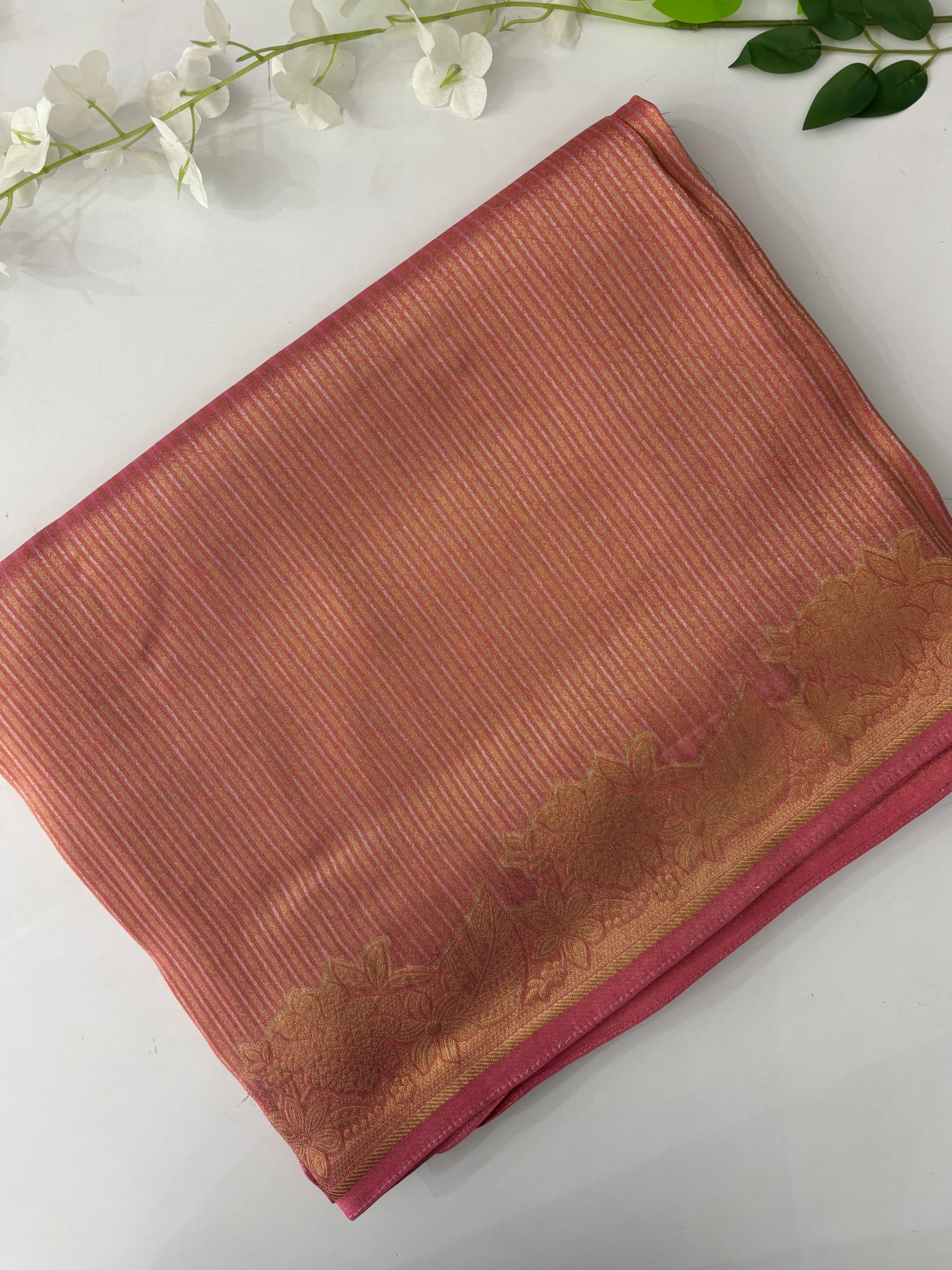 Pink Banarasi Tissue Silk Saree