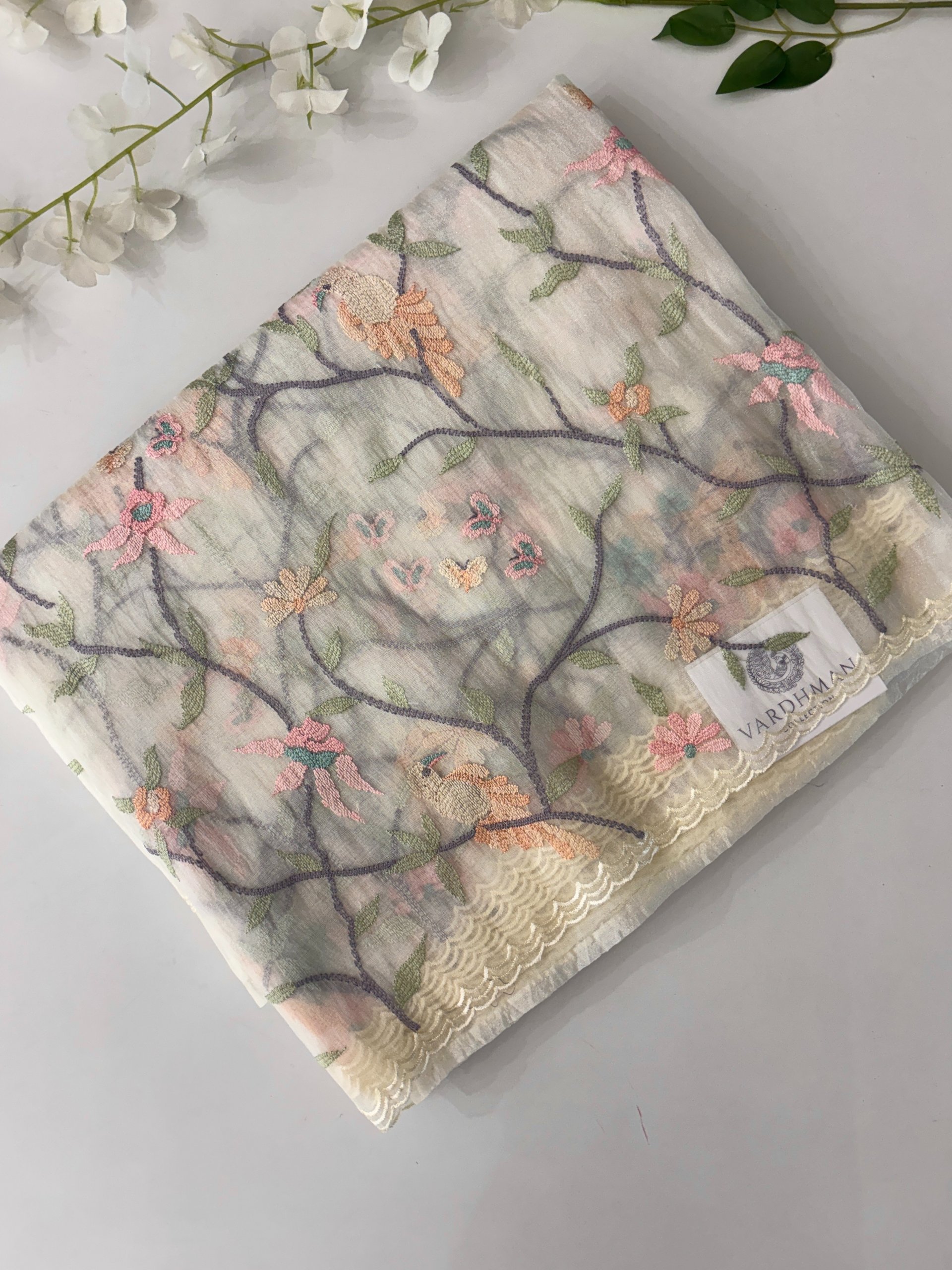 Off White Tissue Organza Saree