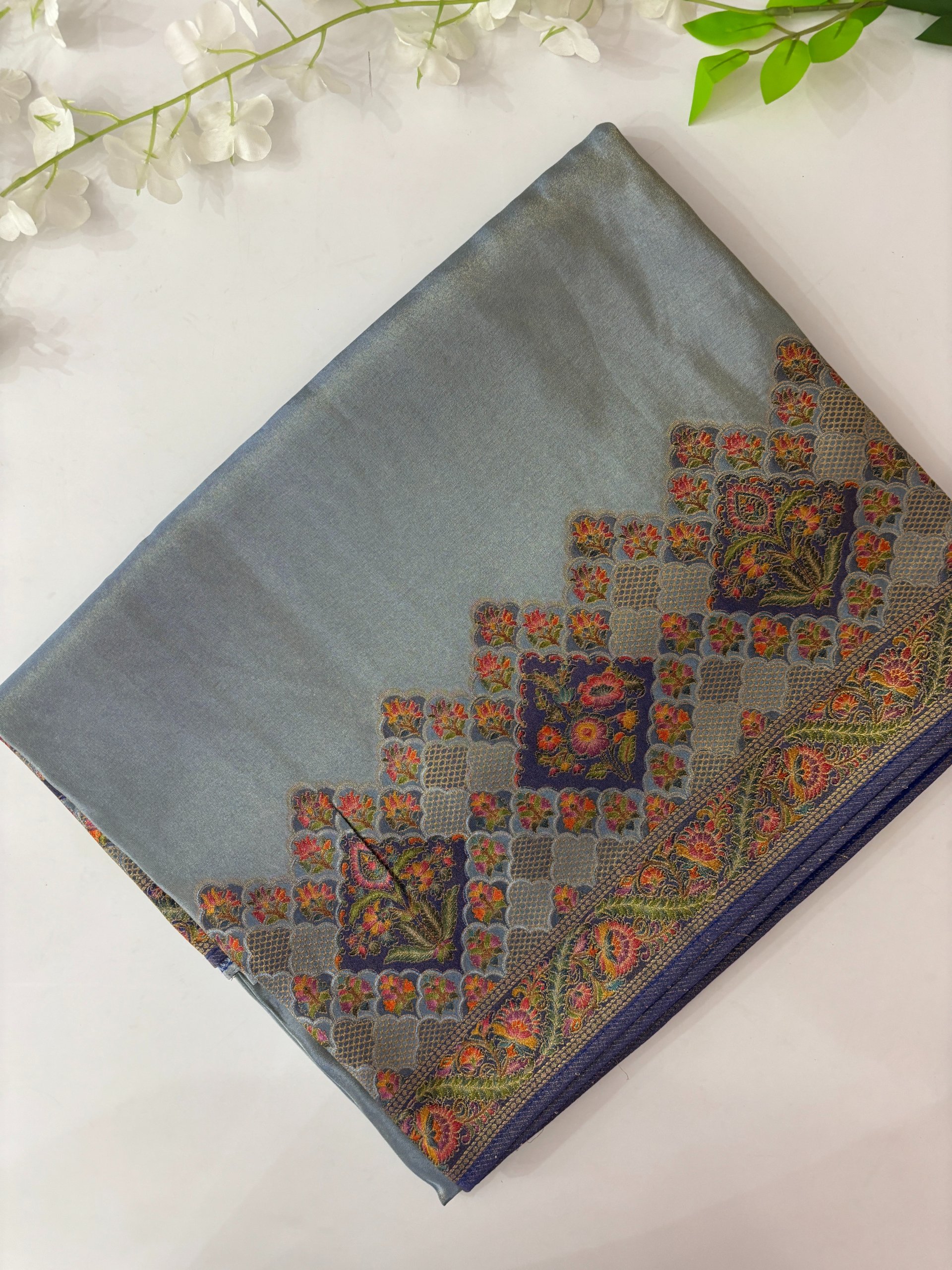 Blue Banarasi Dola Tissue Saree