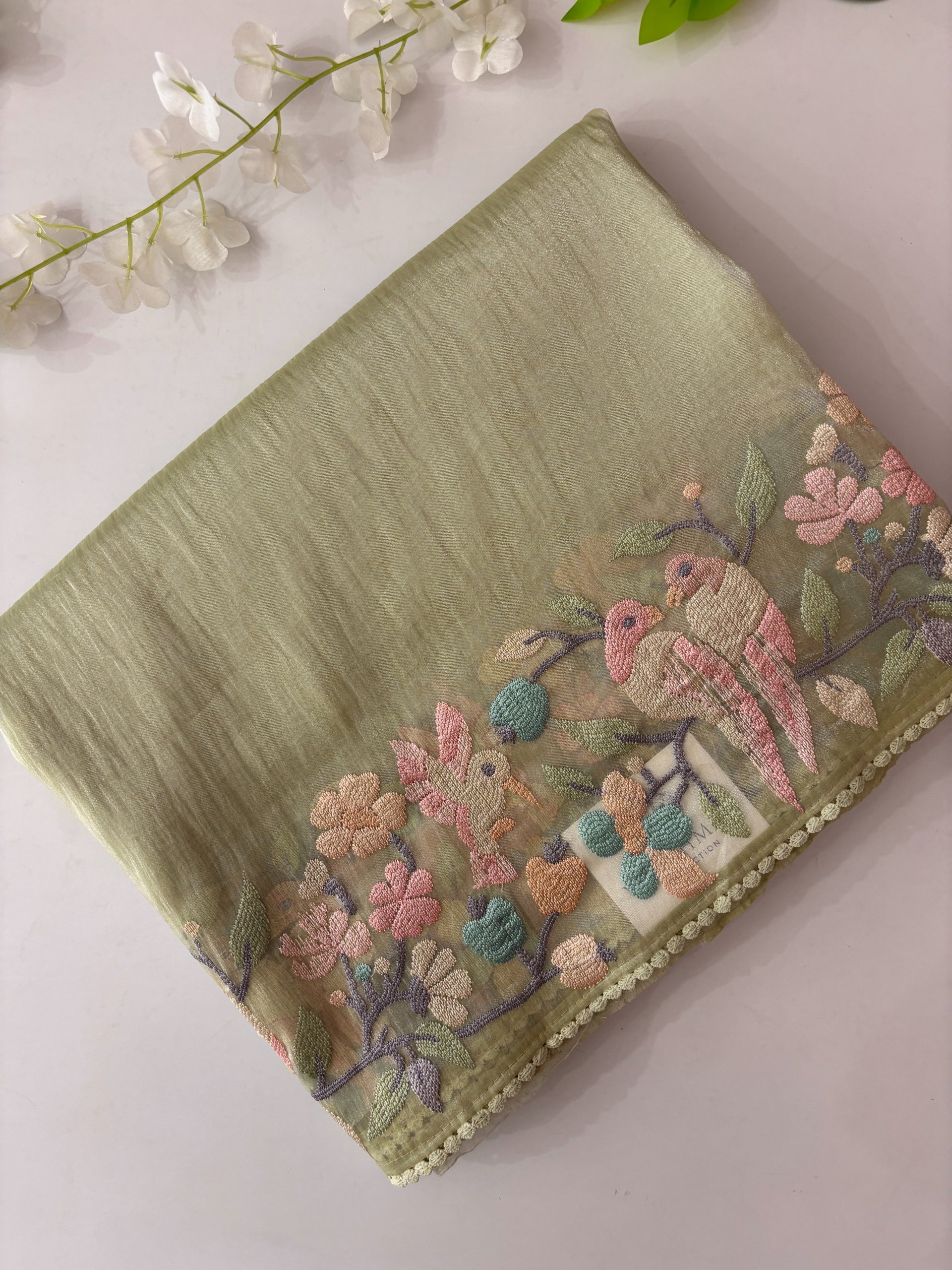 Light Green Tissue Organza Saree