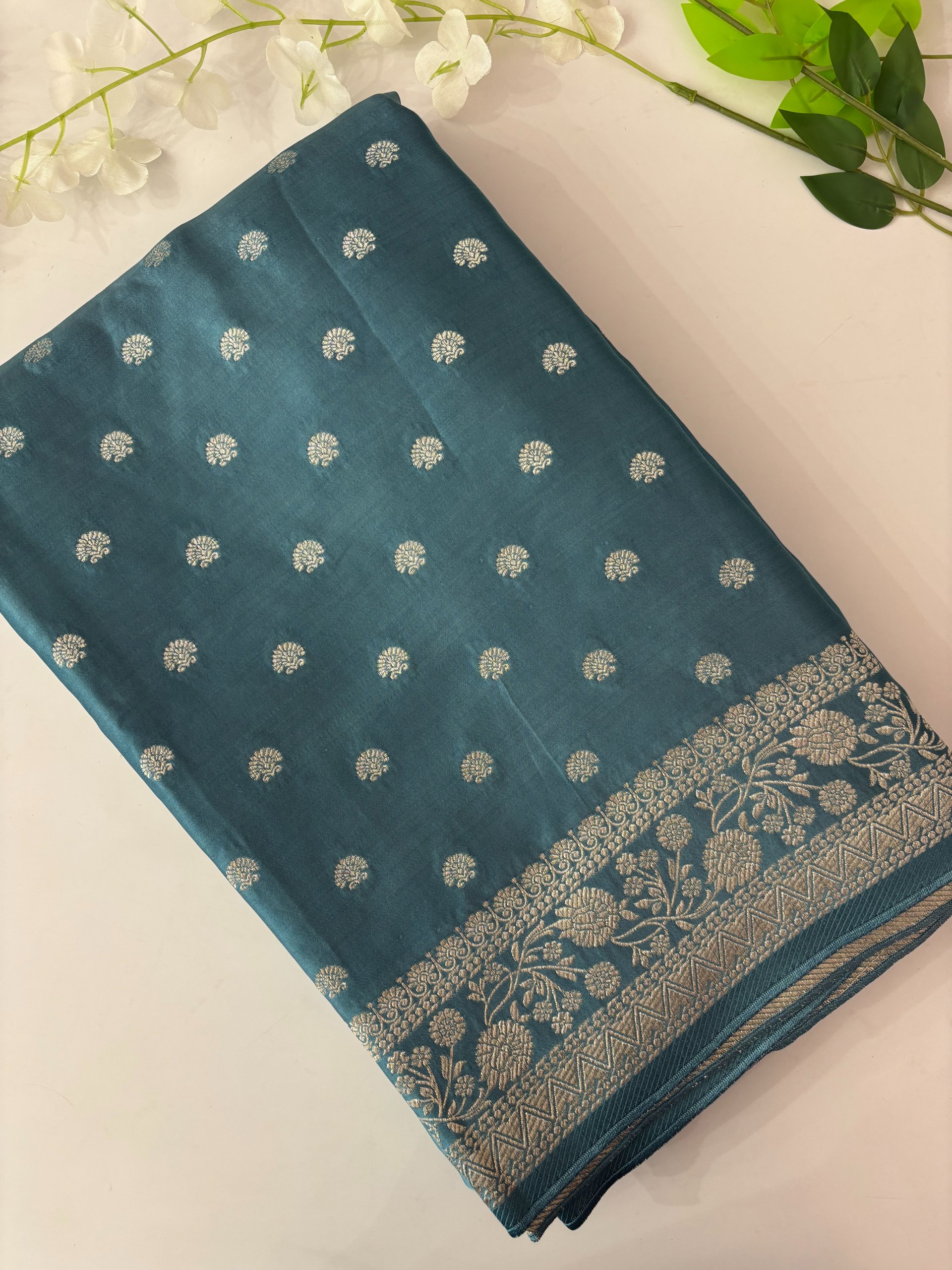 Light Blue Banarasi Mashru Silk Saree