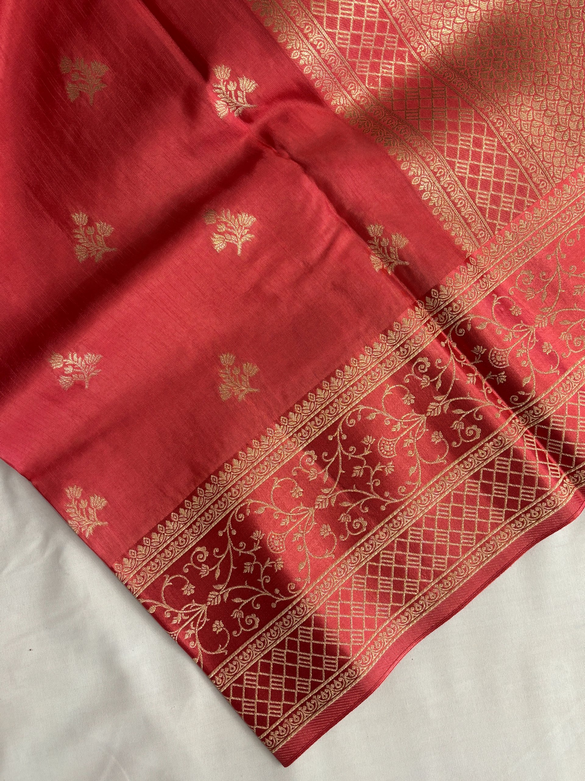 Peach Mashru Silk Saree
