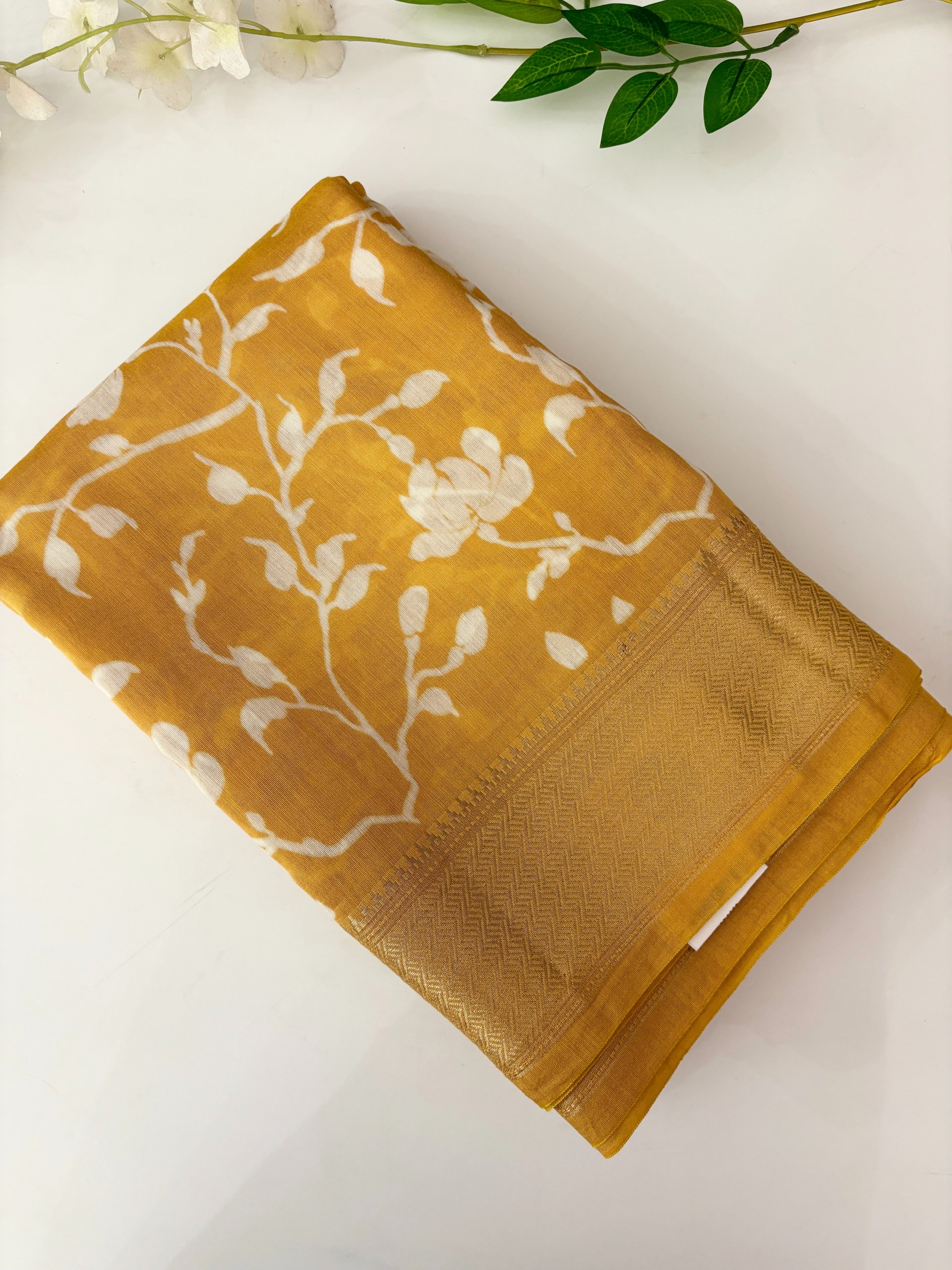 Yellow Silky Soft Chanderi Cotton Saree