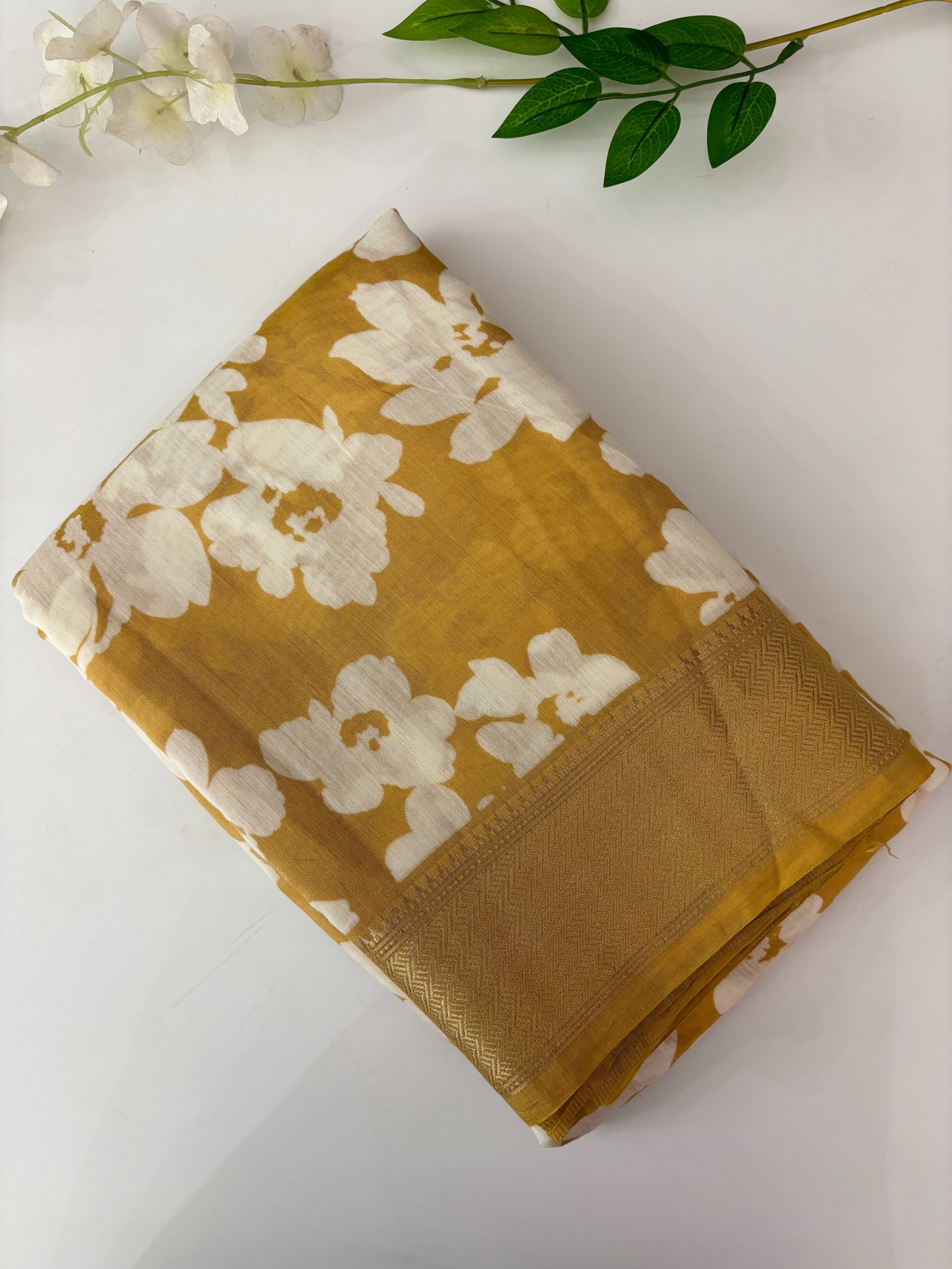 Dusty Yellow Silky Soft Chanderi Cotton Saree