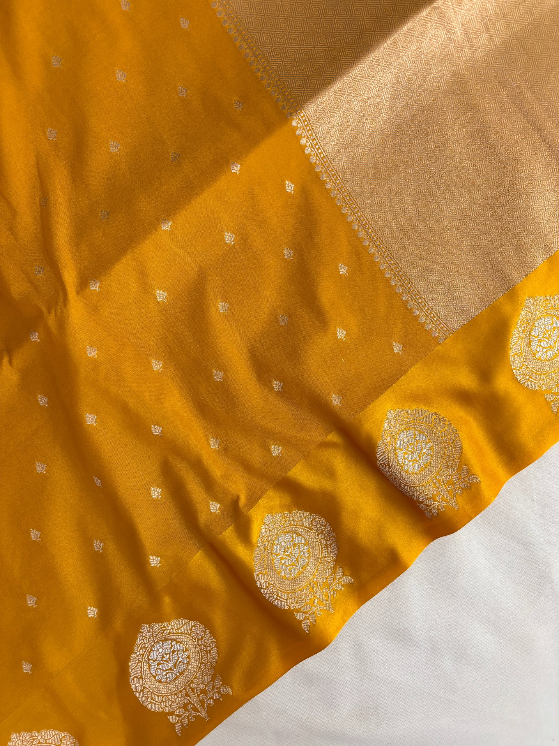 Yellow Mashru Silk Saree
