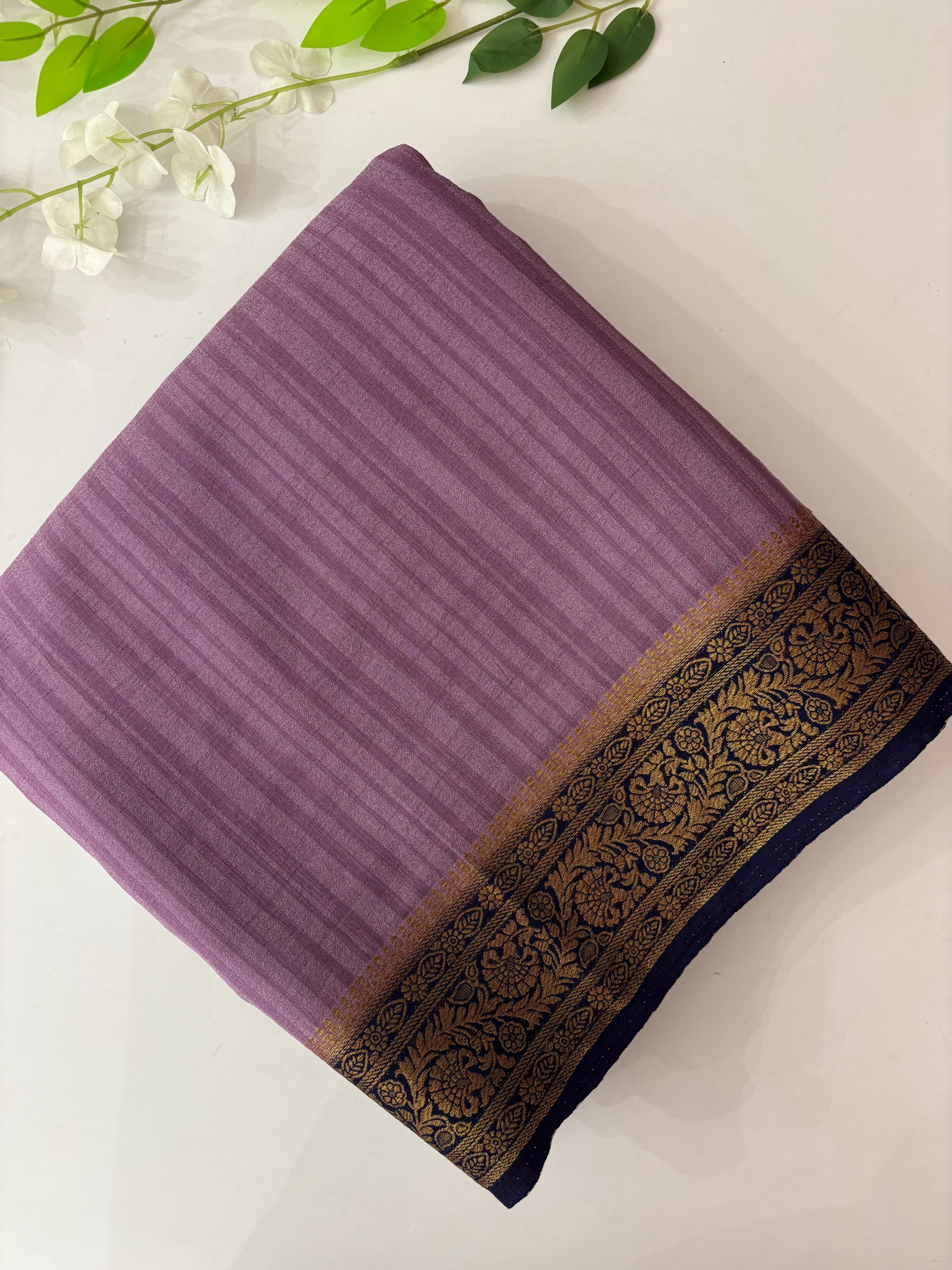 Dusty Lavender Banarasi Crush Georgette Saree