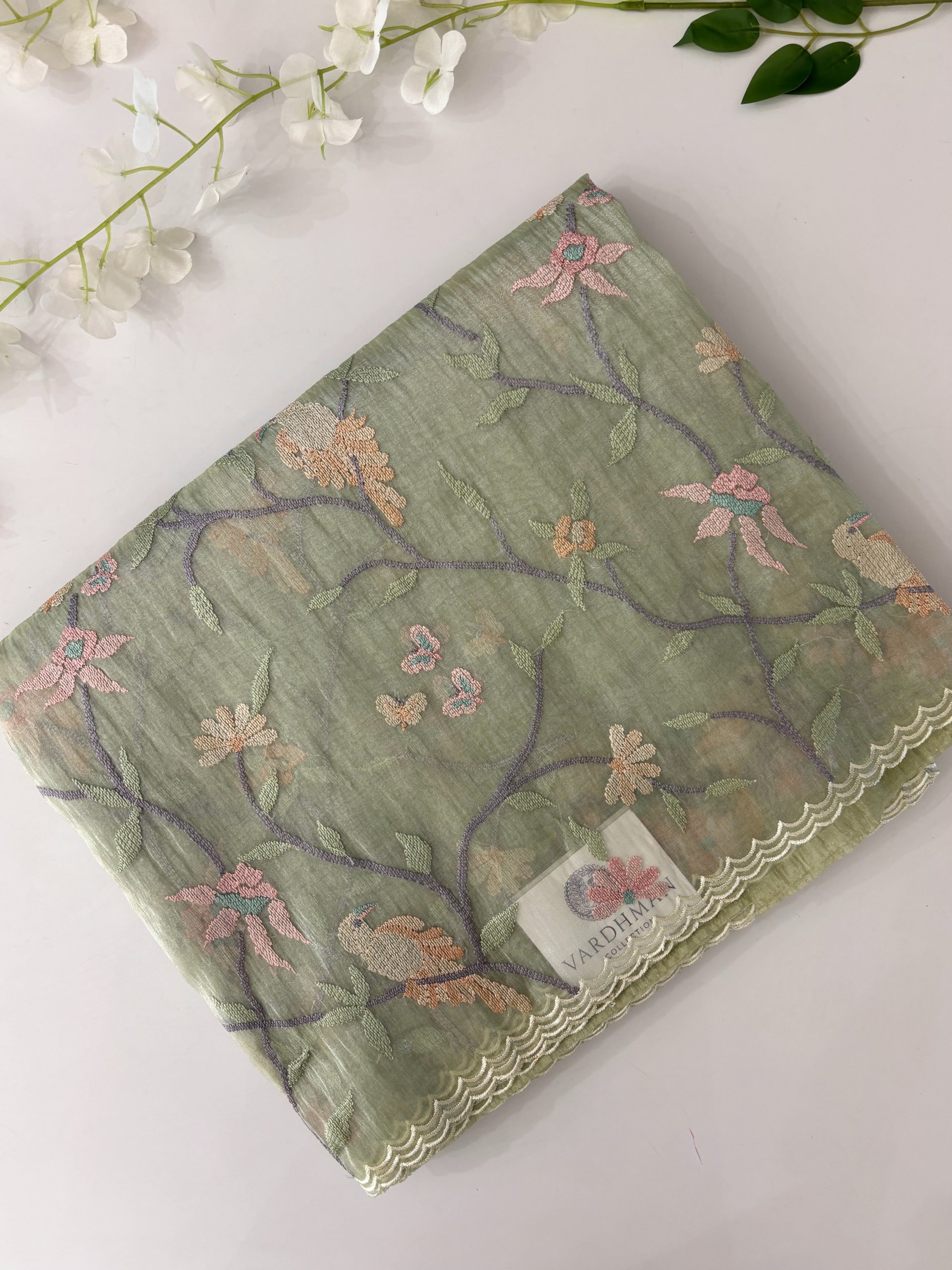 Light Green Tissue Organza Saree