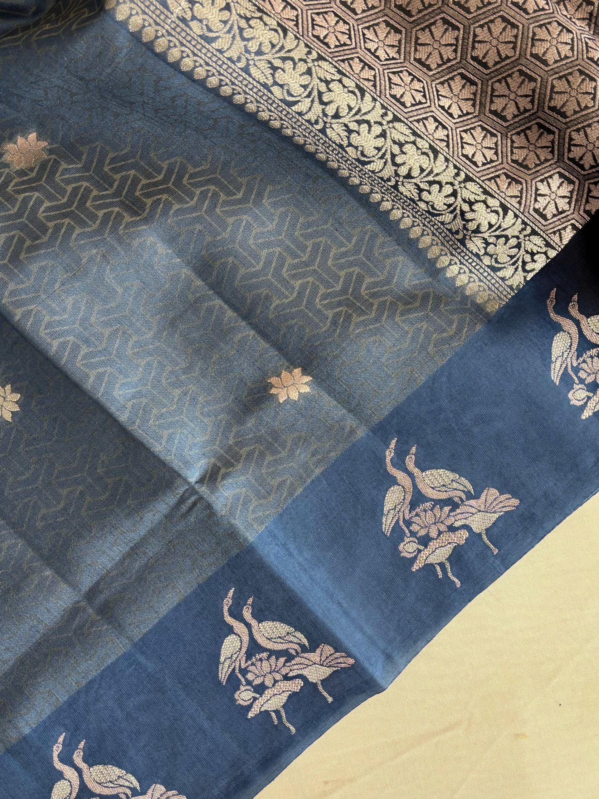 Blue Semi Tussar Silk Saree