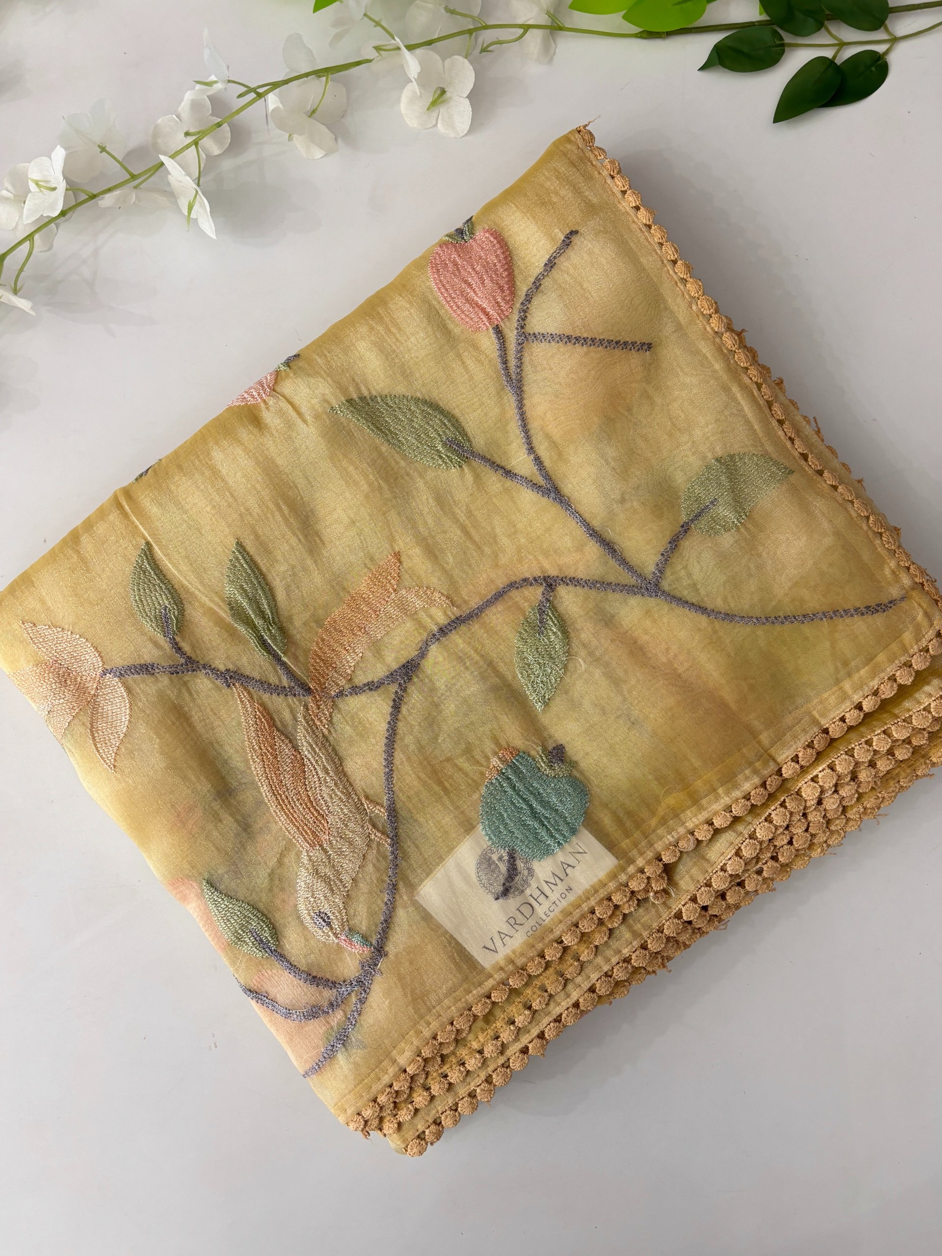 Yellow Tissue Organza Saree