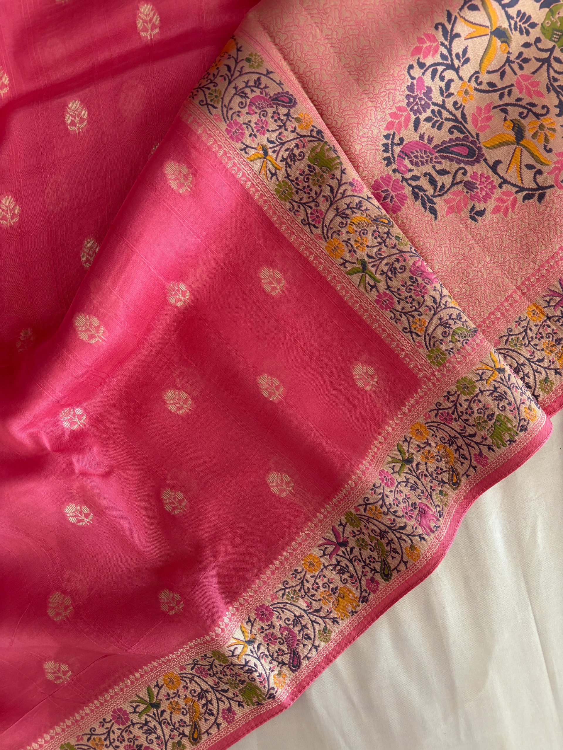 Pink Pastel Banarasi Tussar Silk Saree