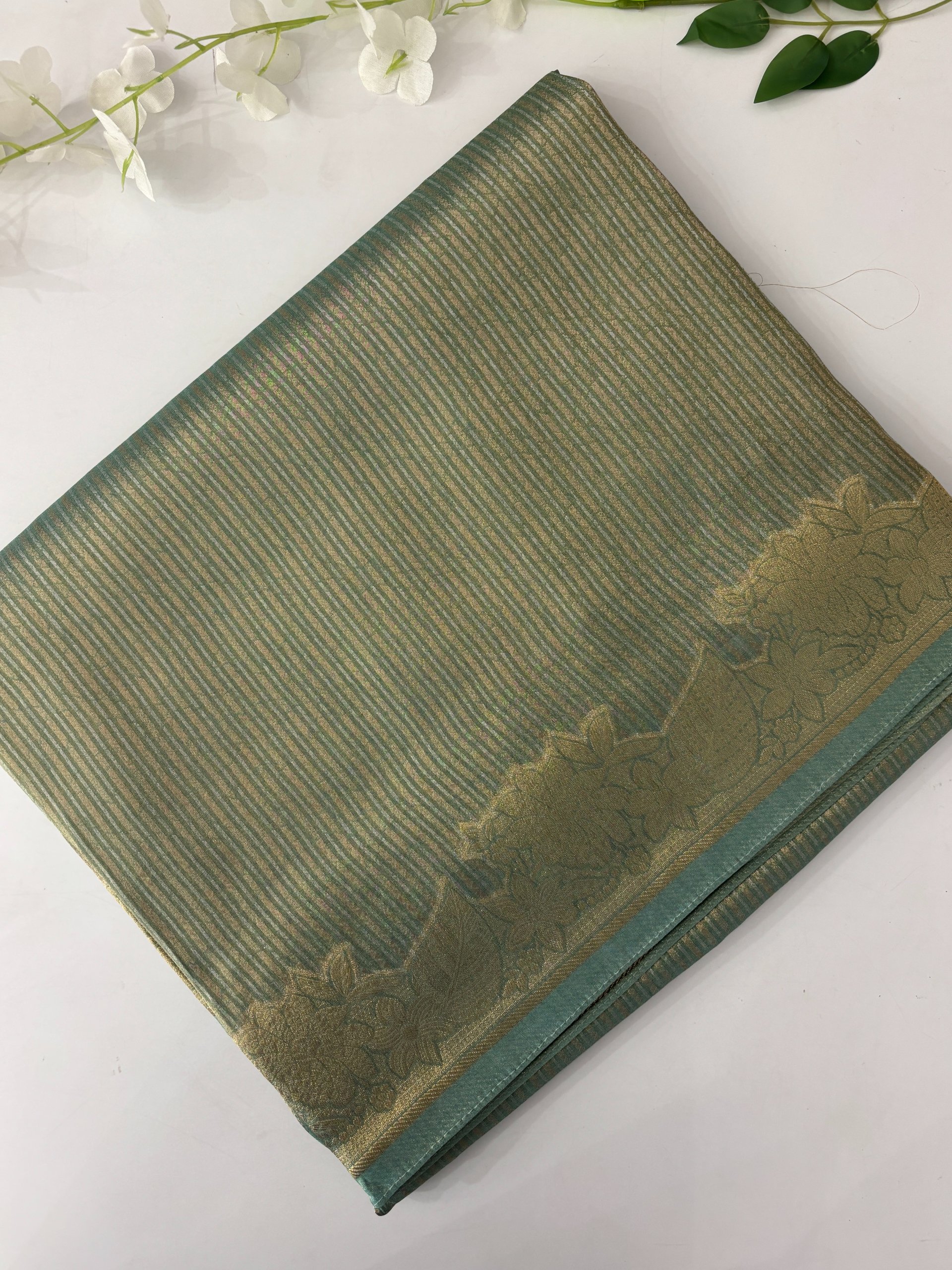 Green Banarasi Tissue Silk Saree