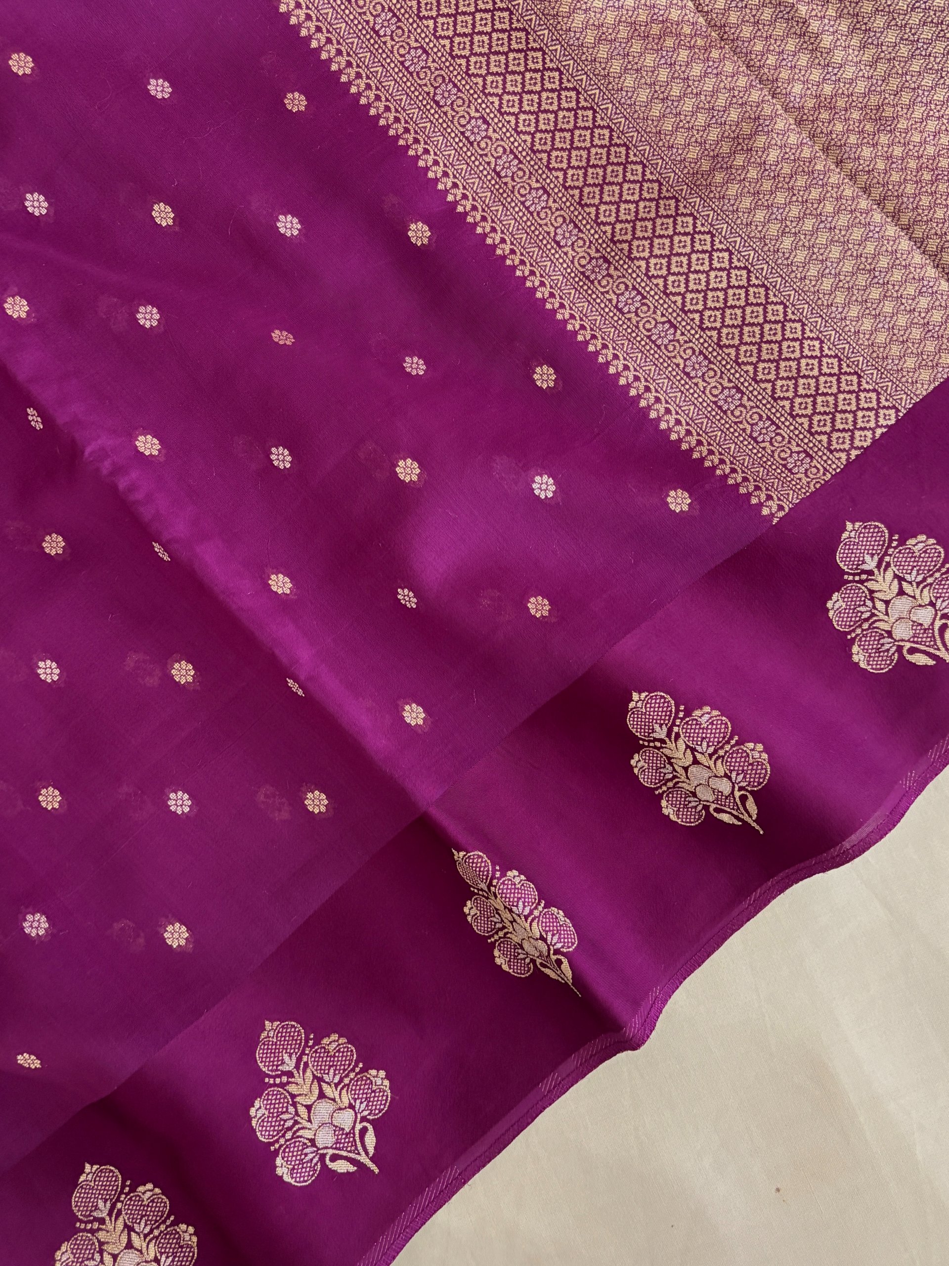 Purple Munga Cotton Silk Saree