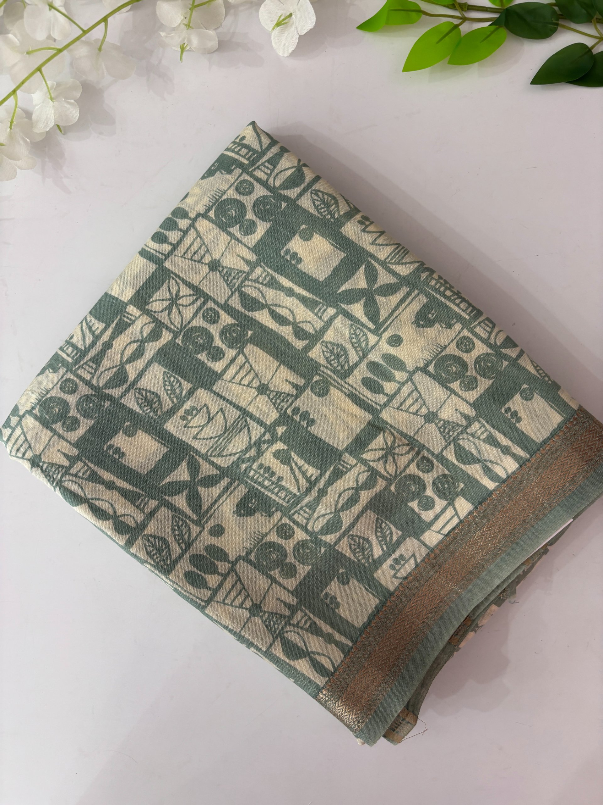 Light Green Soft Chanderi Cotton Saree