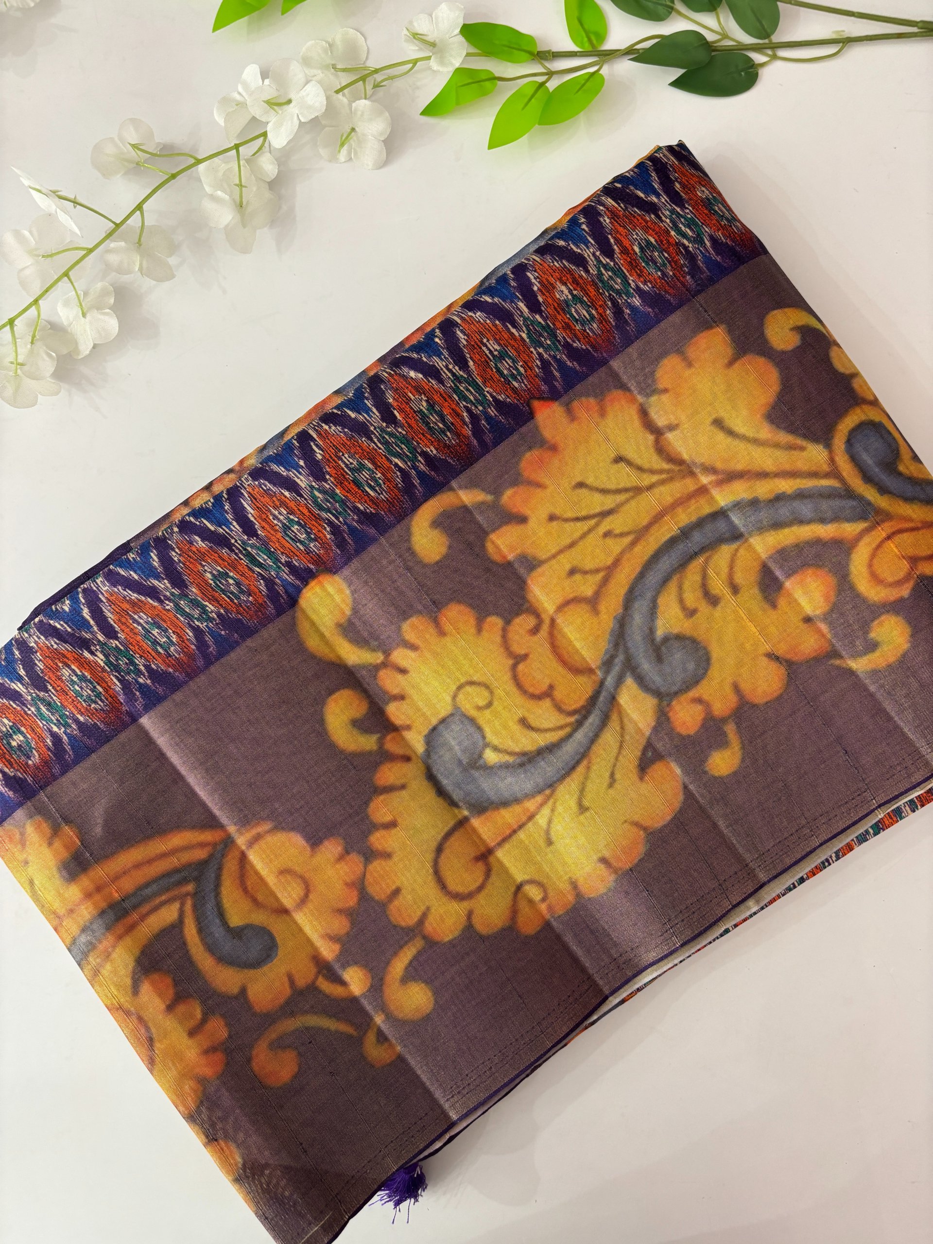 Purple Patola X Kalamkari Tussar Silk Saree