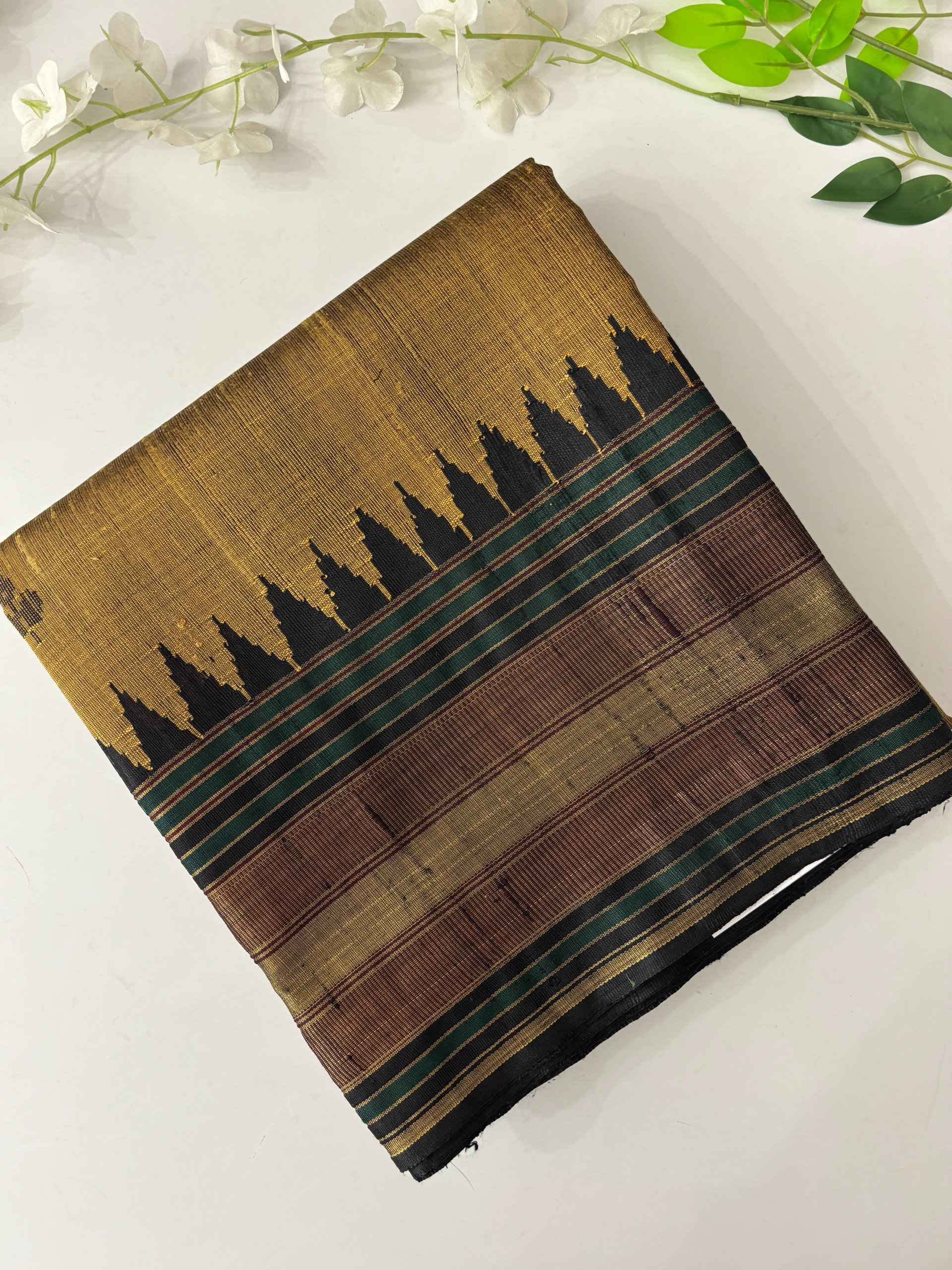 Mustard Pure Raw Silk Saree