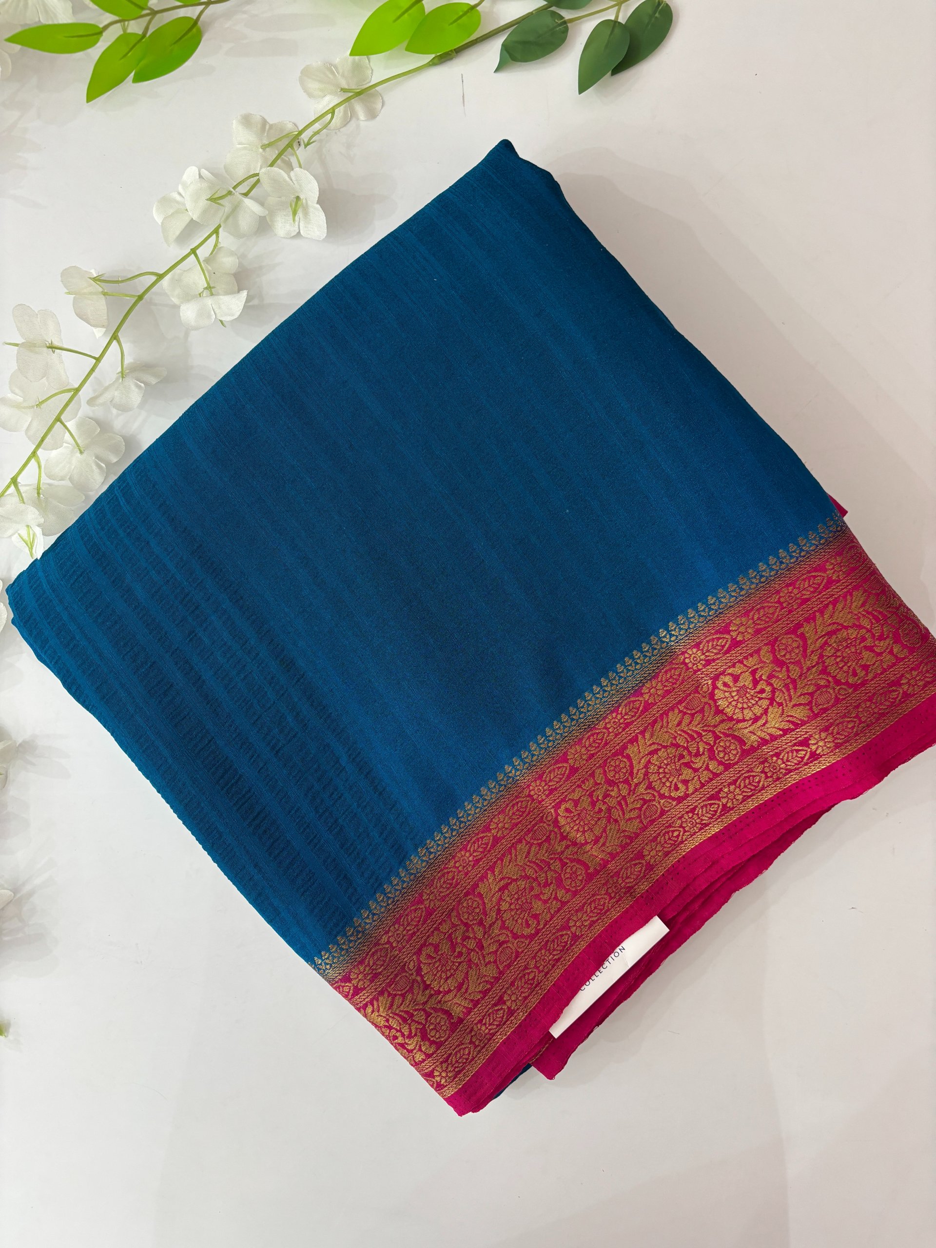 Blue Banarasi Crush Georgette Saree