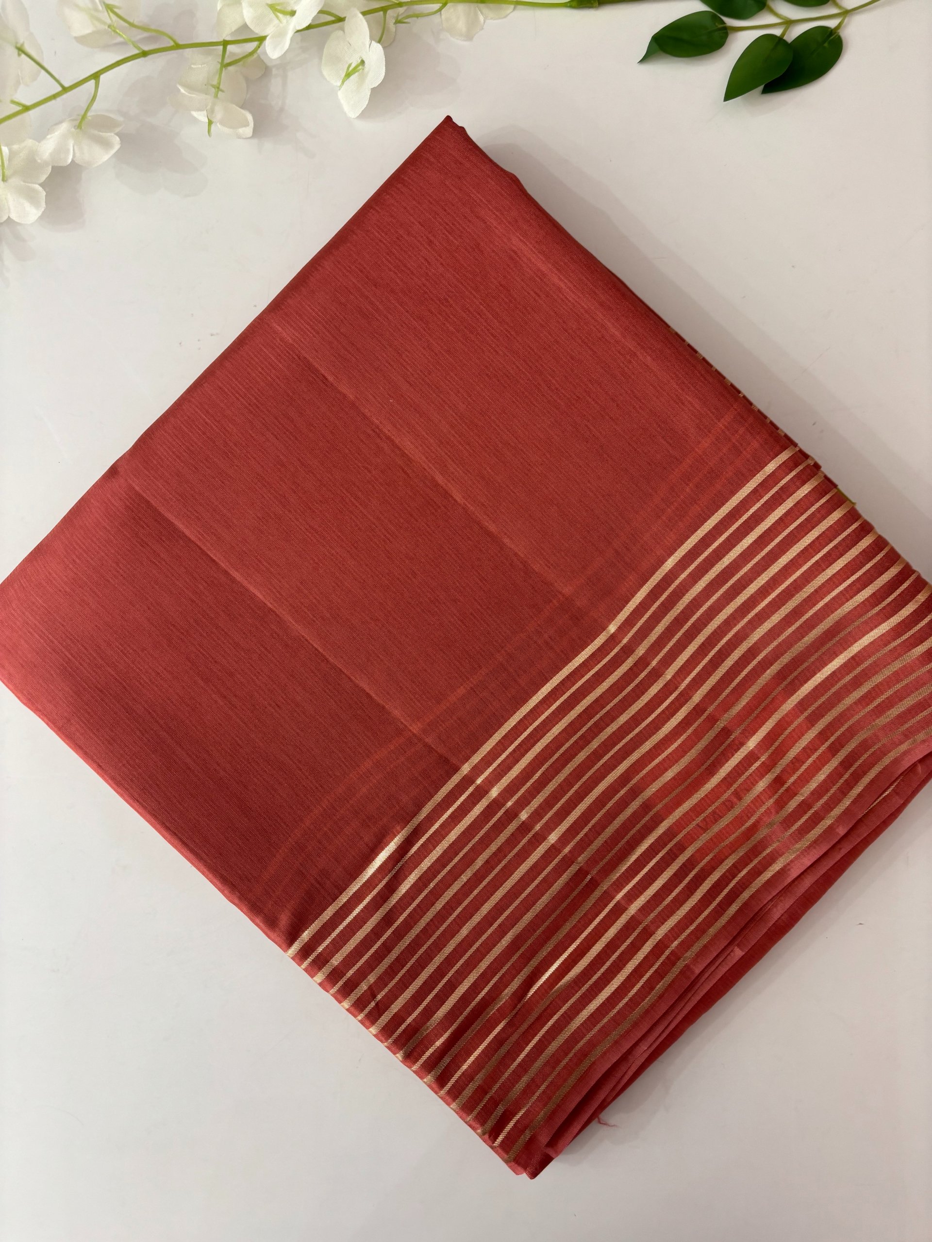 Dusty Peach Banarasi Dola Silk Saree