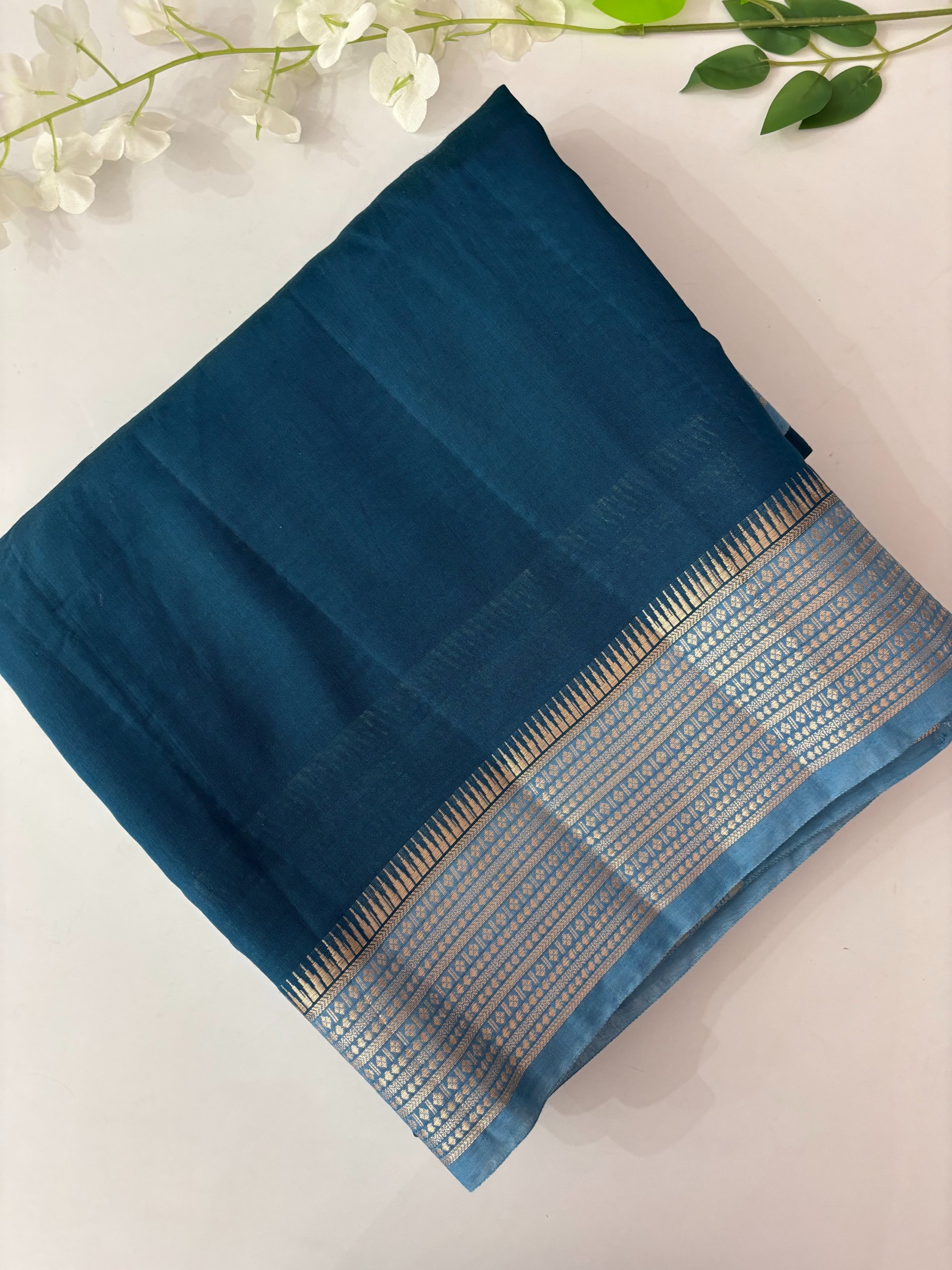 Blue Chanderi Cotton Silk Saree
