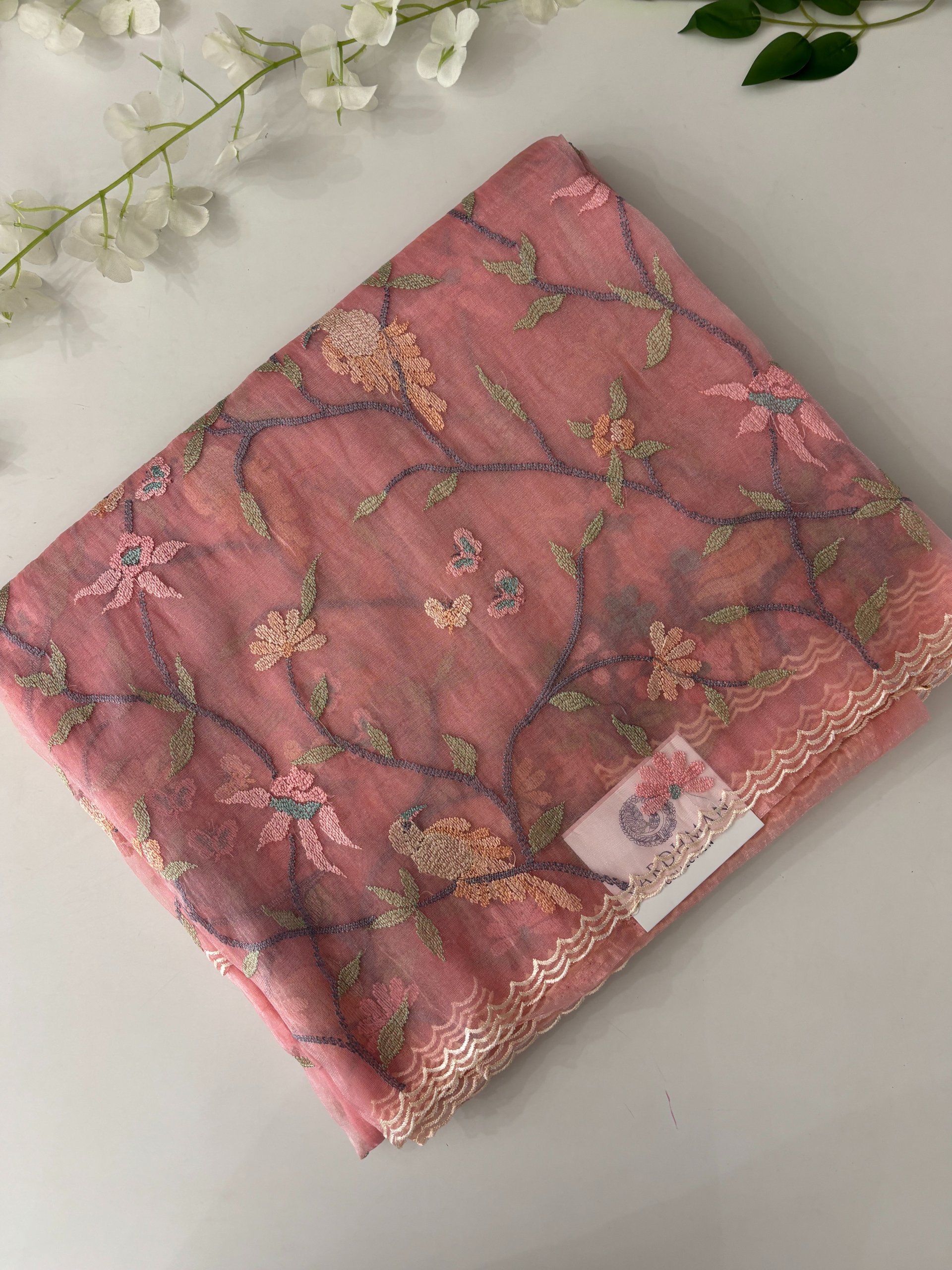 Pink Tissue Organza Saree