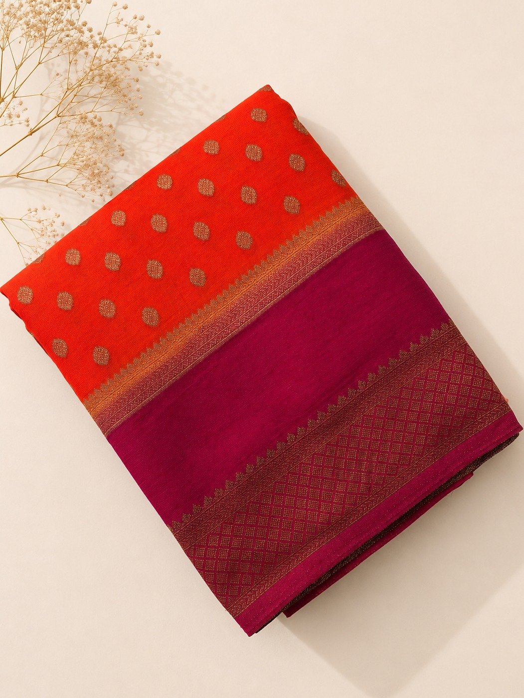 Orange Banarasi Semi Khaddi Georgette Saree