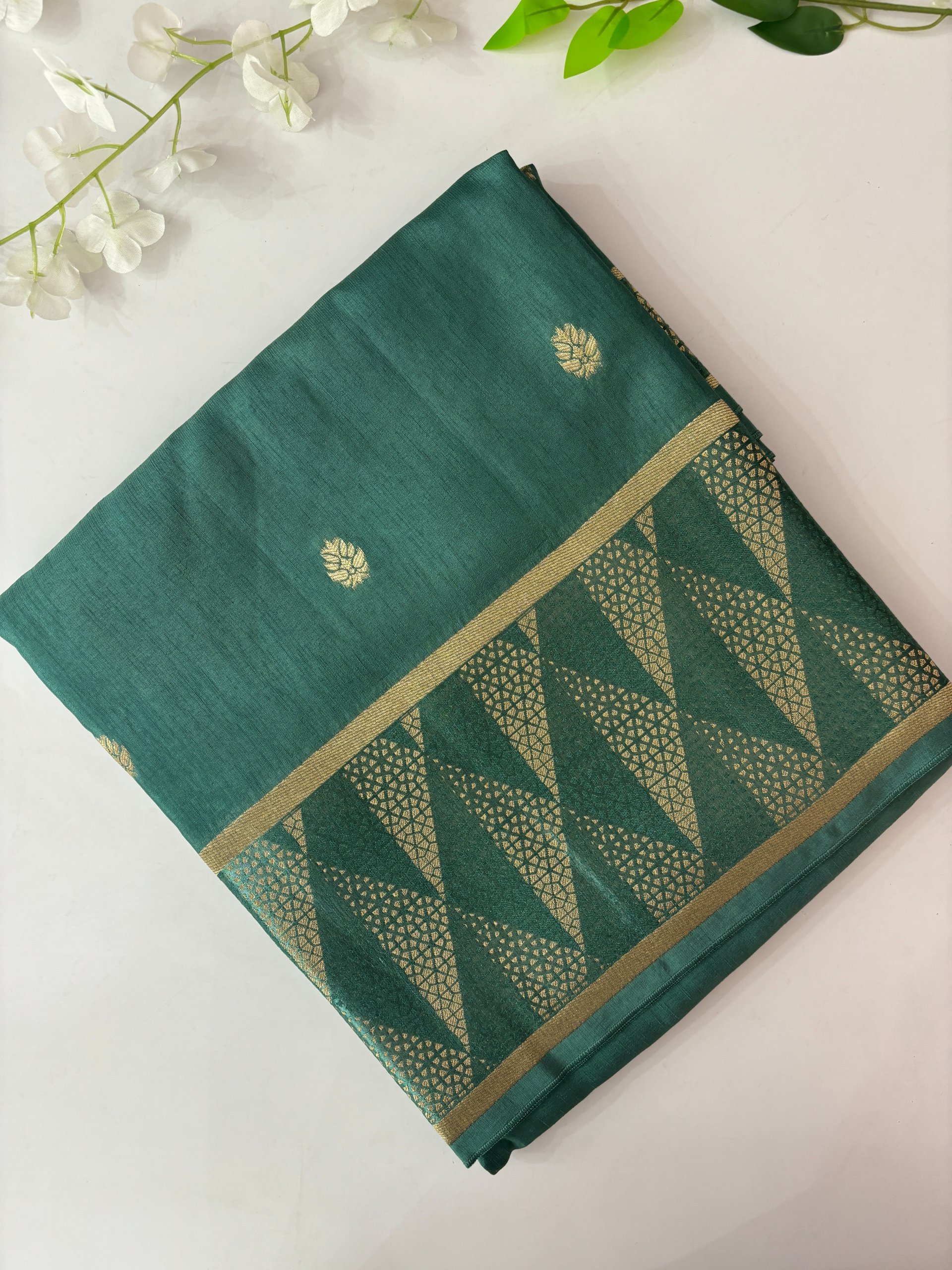 Emerald Green Mashru Silk Saree