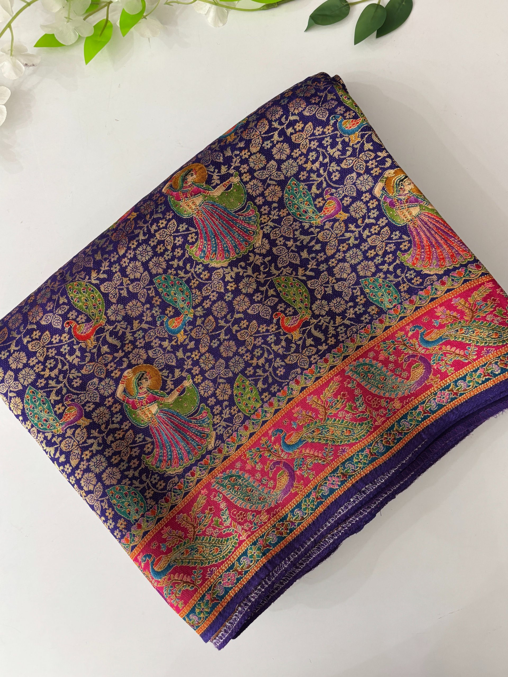 Purple Semi Pashmina Style Silk Sarees