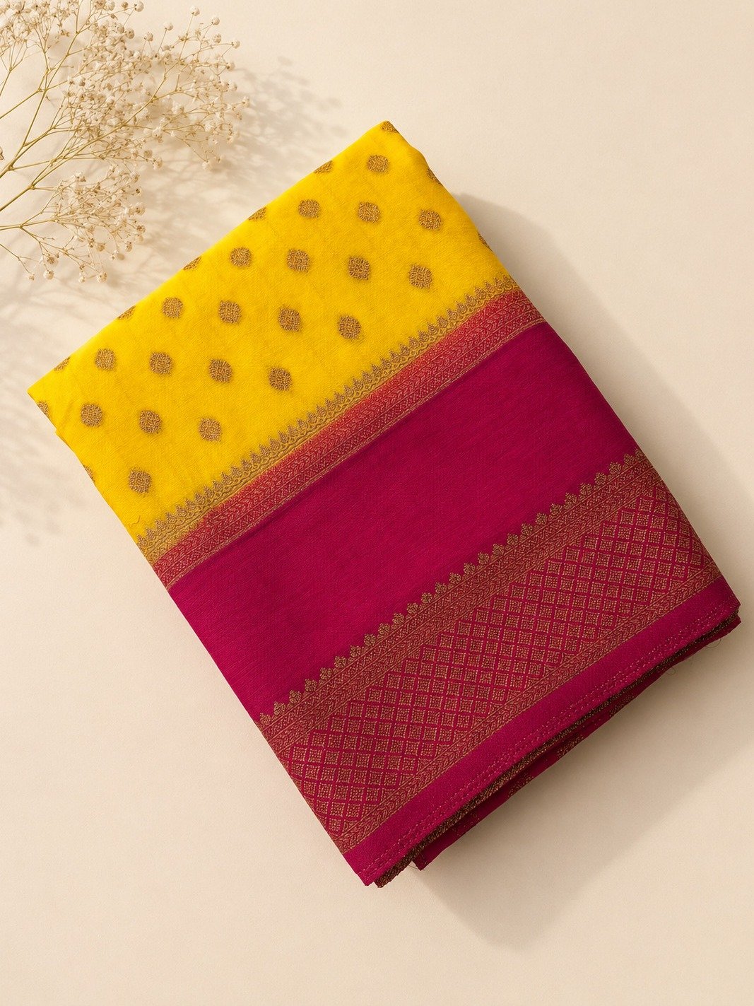 Yellow Banarasi Semi Khaddi Georgette Saree