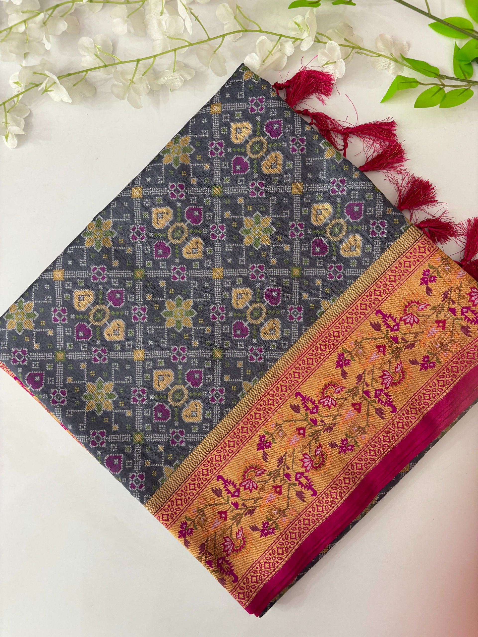 Grey Banarasi Patola Saree