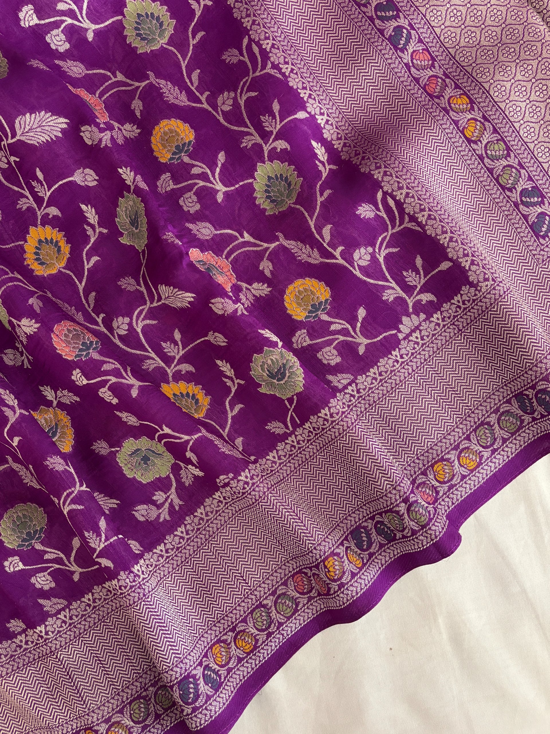 Magenta Meenakari Banarasi Tussar Silk Saree