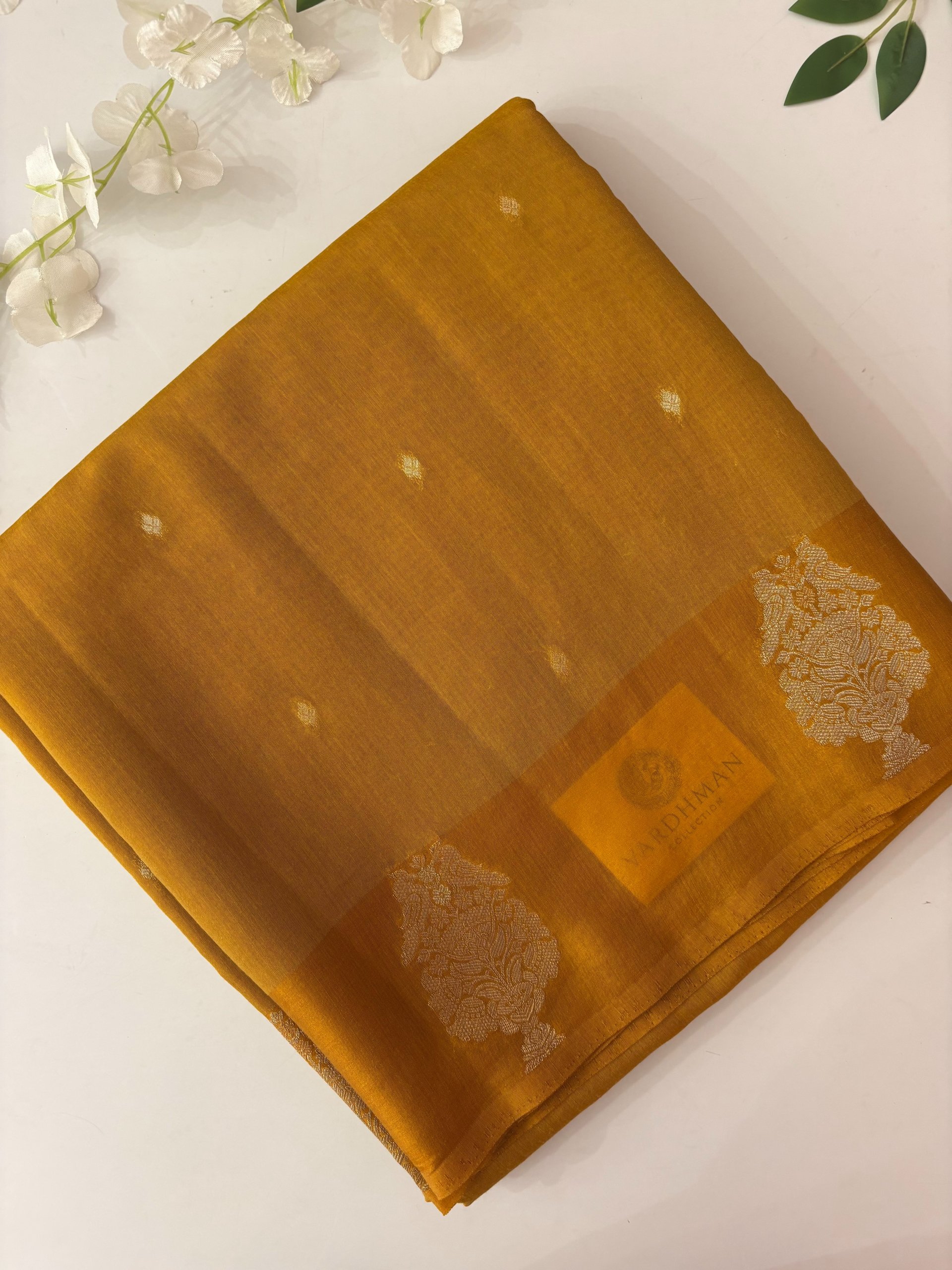 Yellow Banarasi Munga Cotton Silk Saree