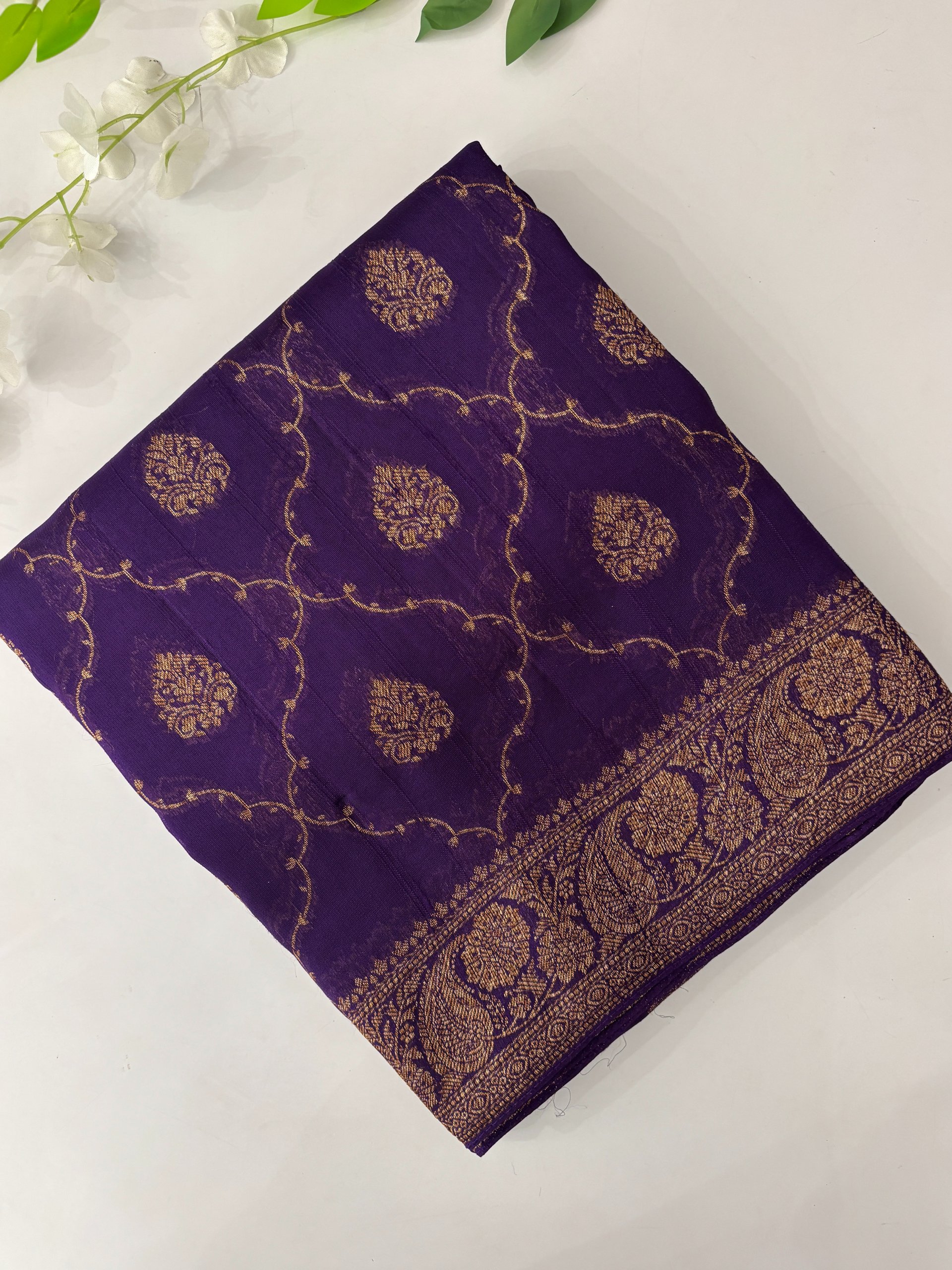 Deep Purple Banarasi Tussar Silk Saree