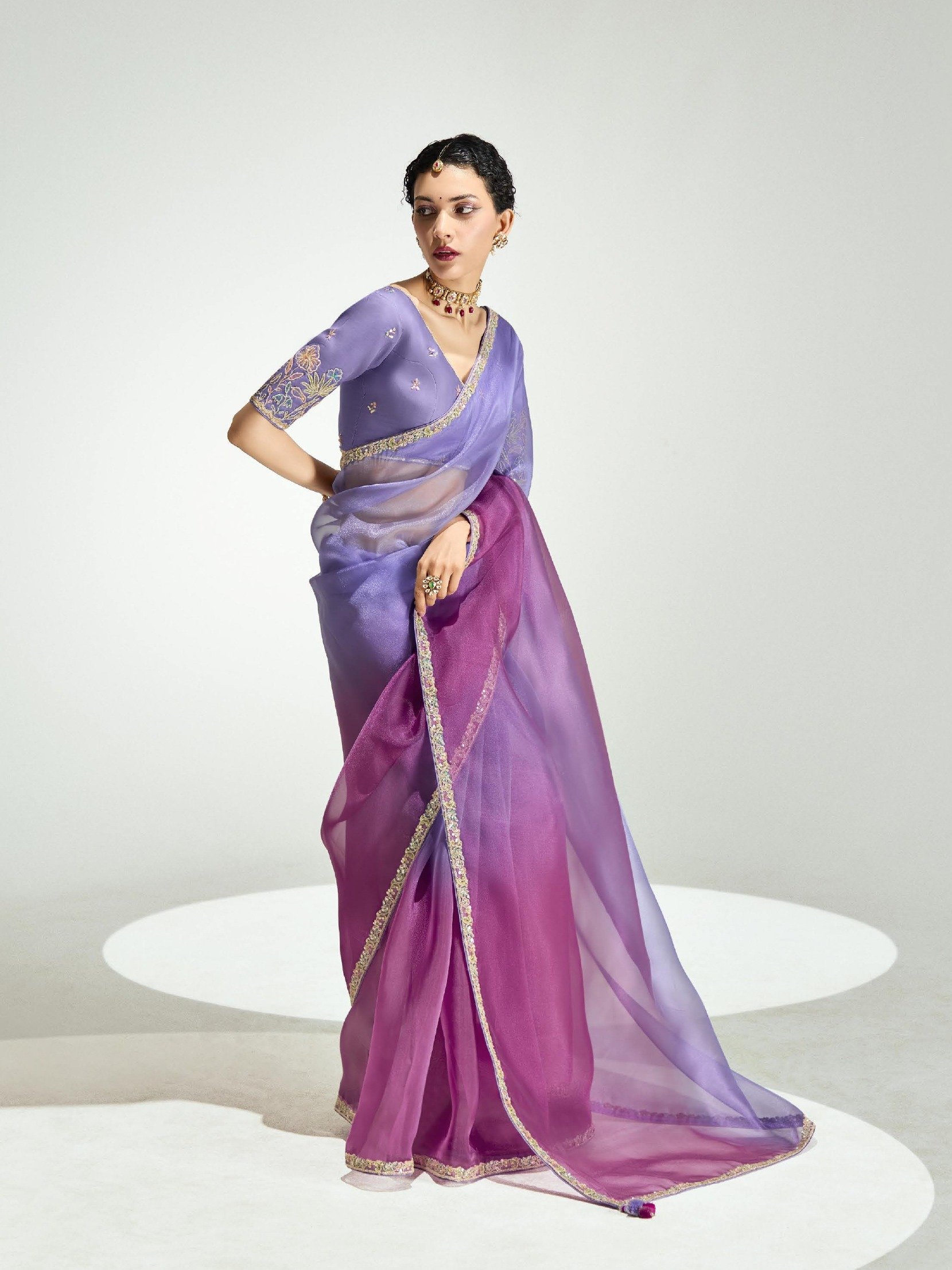 Tissue Organza Sarees with Rich Blouse