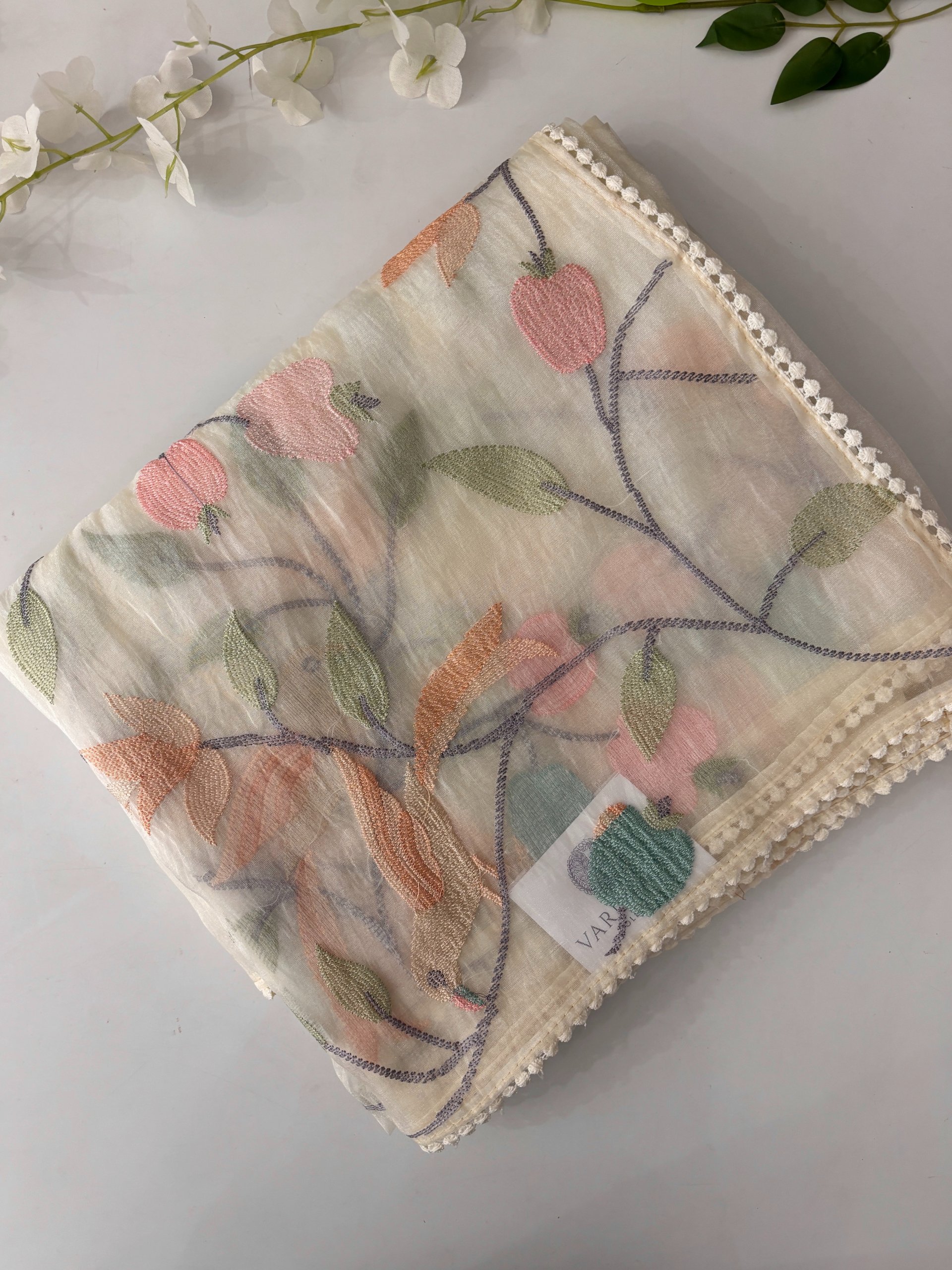 Off White Tissue Organza Saree