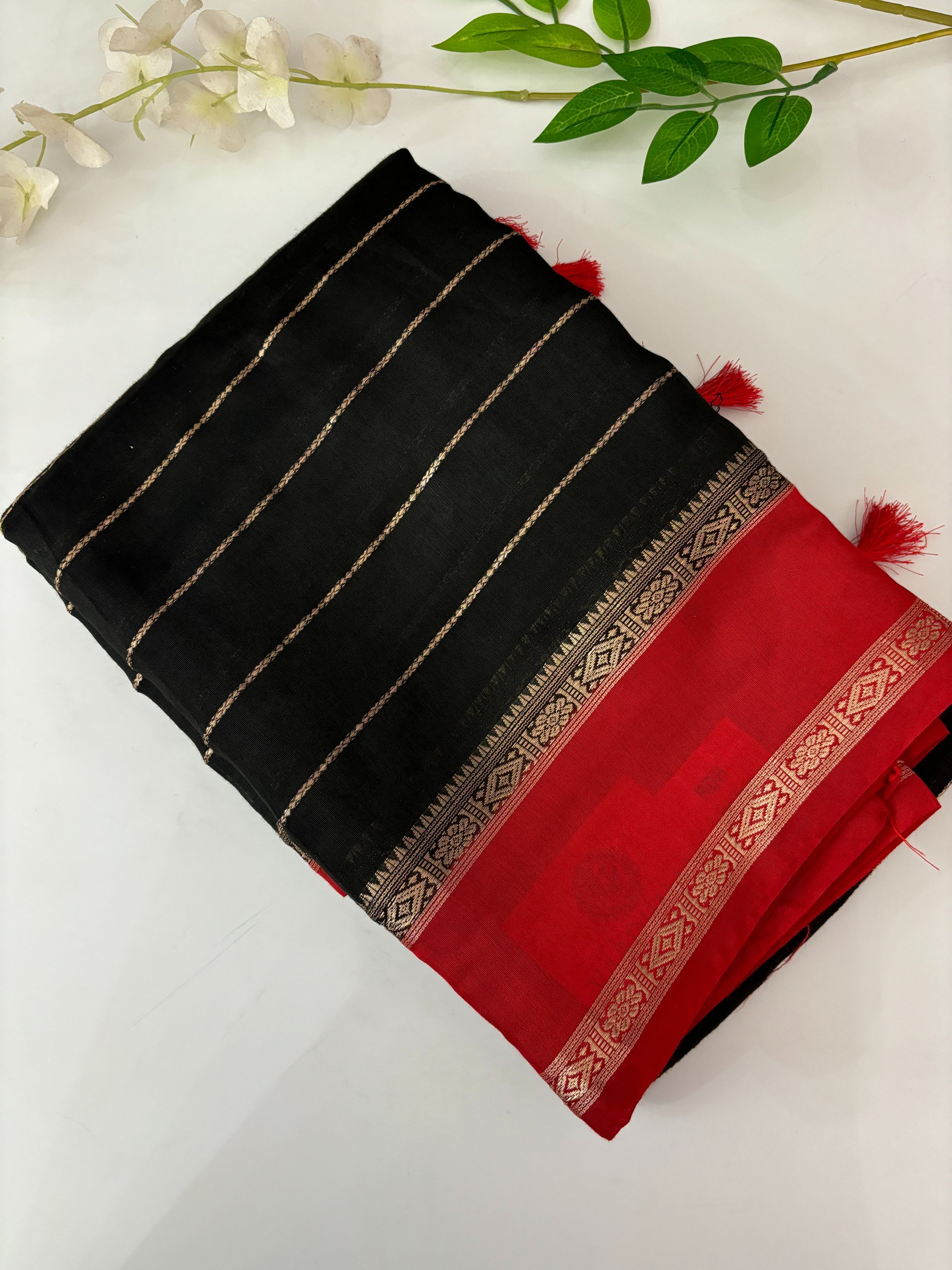 Black Soft Silky Chanderi Cotton Saree