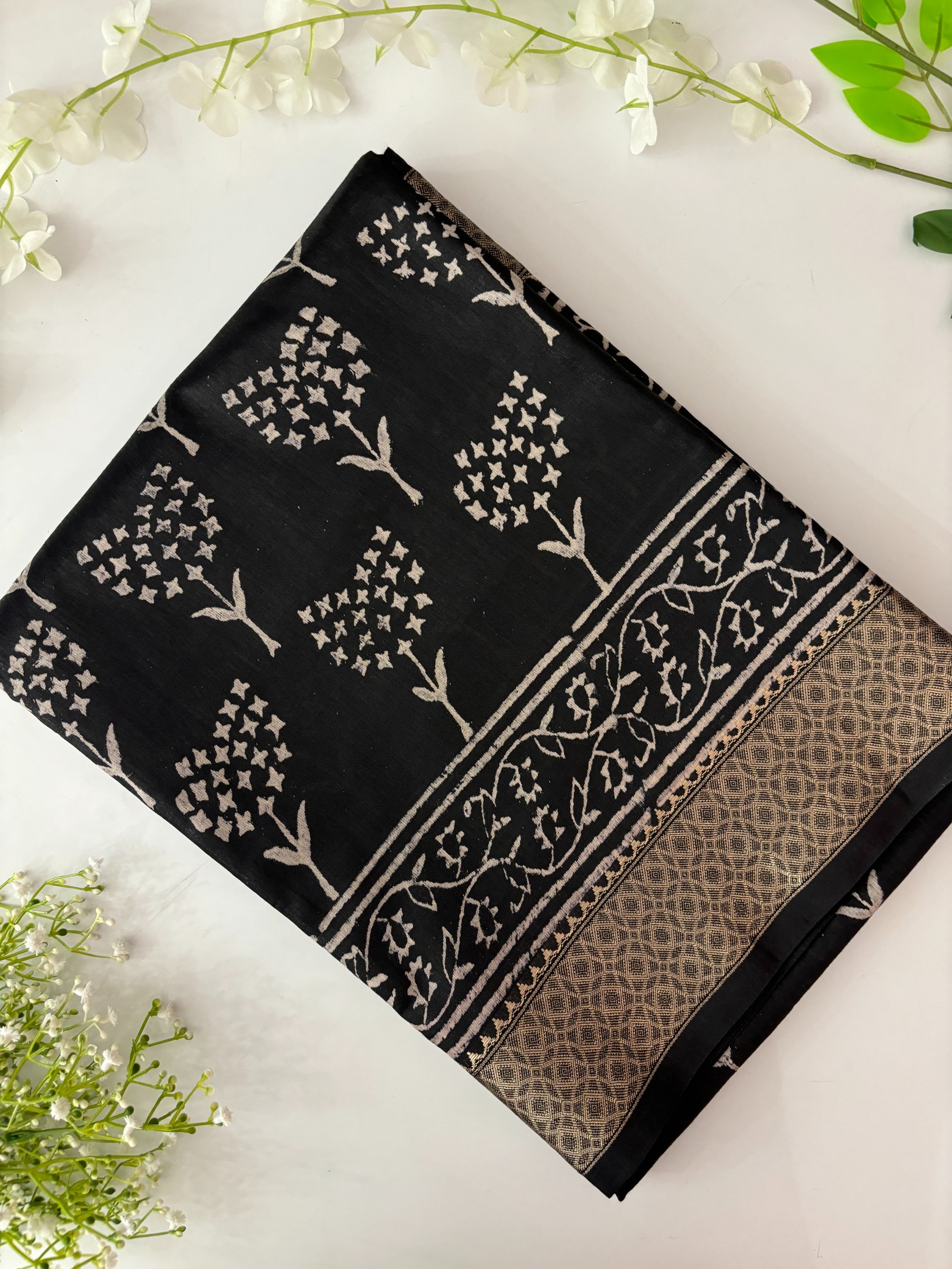 Black Modal Muslin Saree