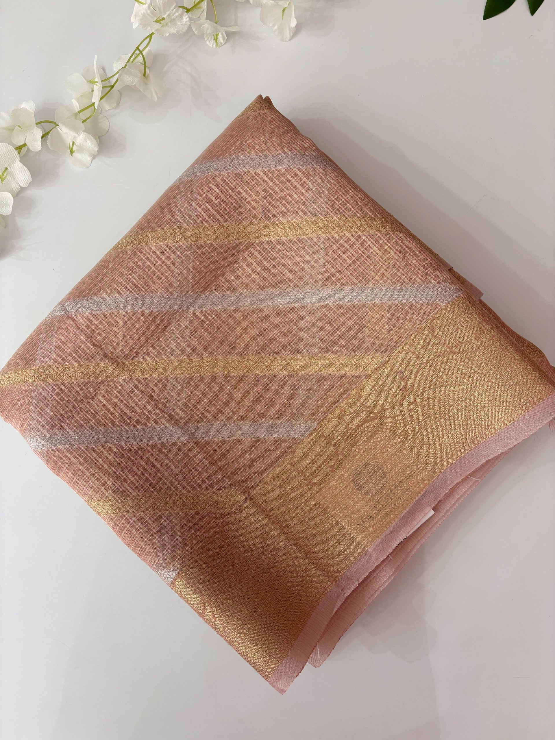 Pink Leheriya Banarasi Tissue Silk Saree