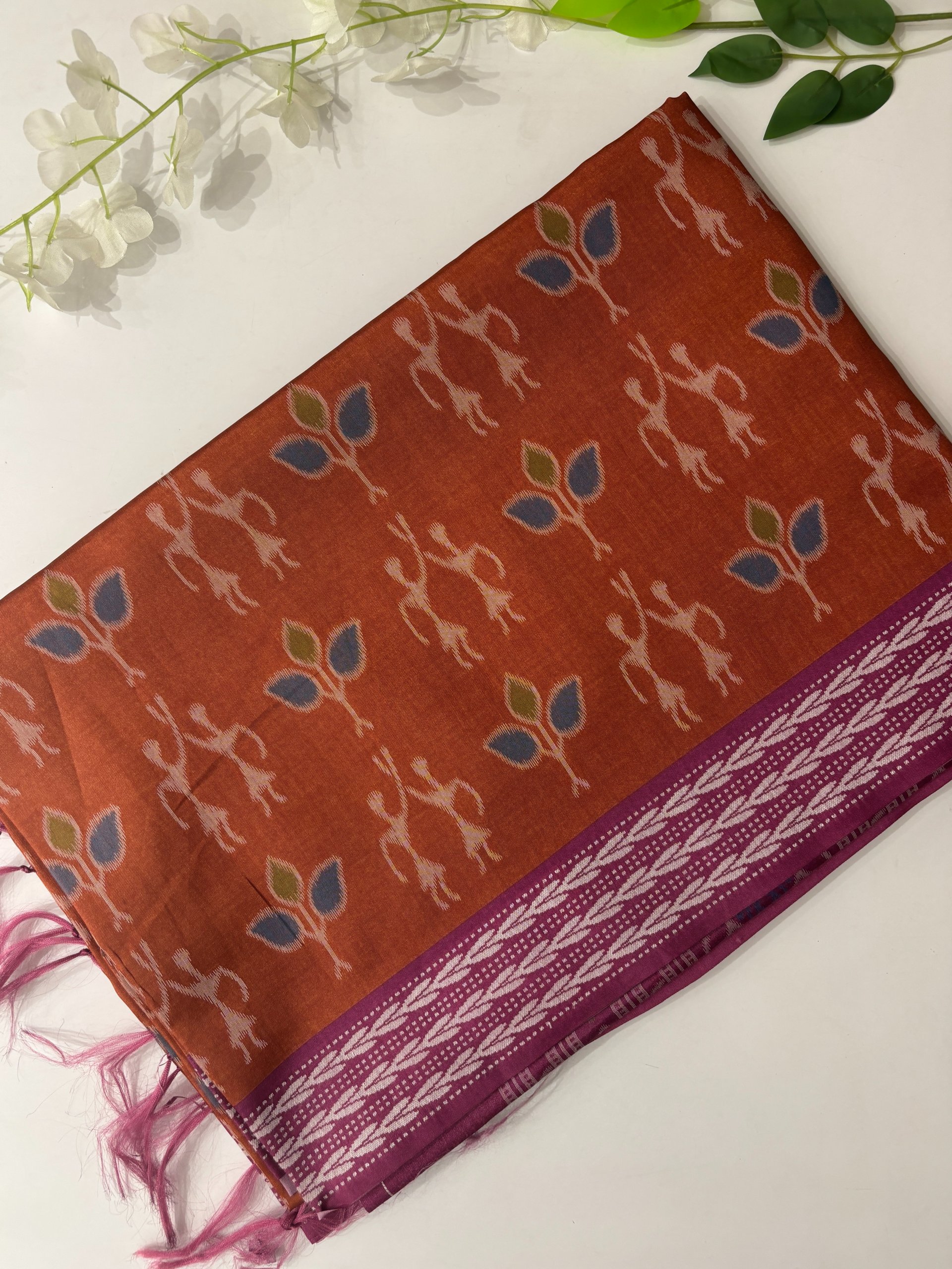 Orange Weaving Soft Tussar Silk Saree