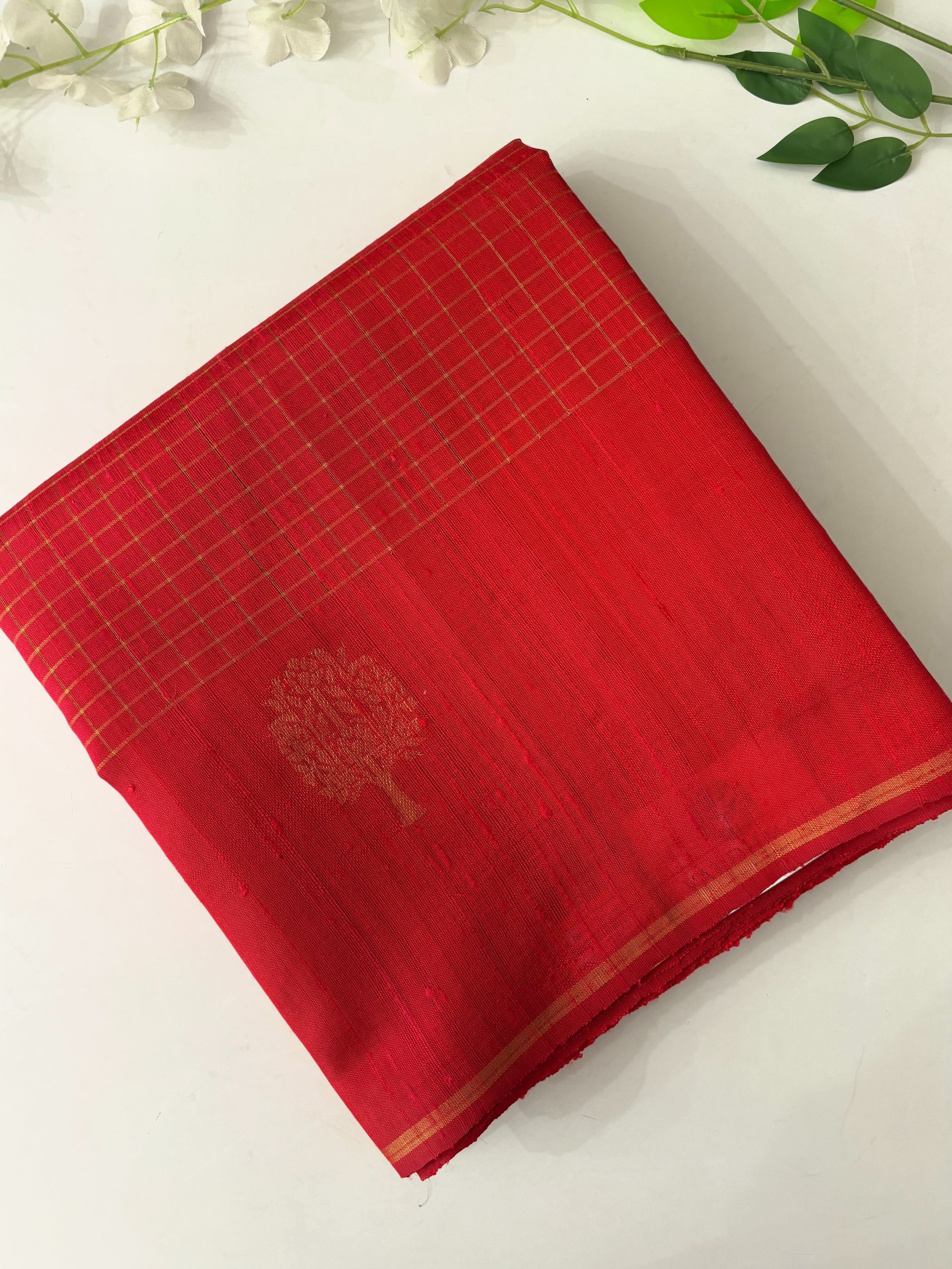 Red Pure Raw Silk Saree