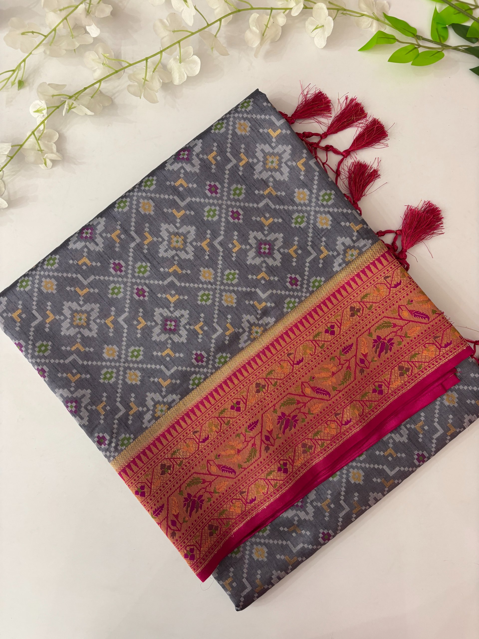 Grey Banarasi Patola Saree