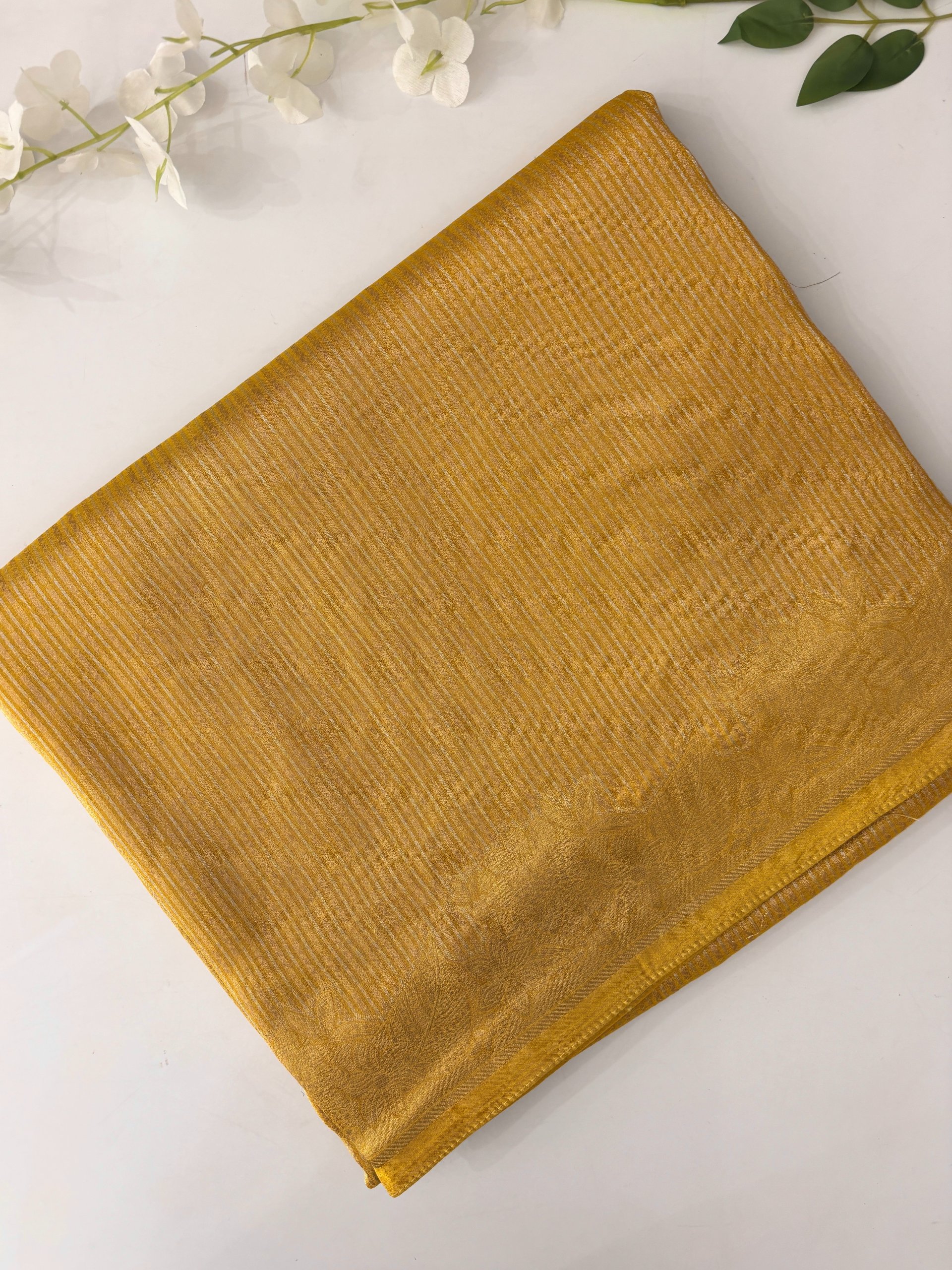 Yellow Banarasi Tissue Silk Saree