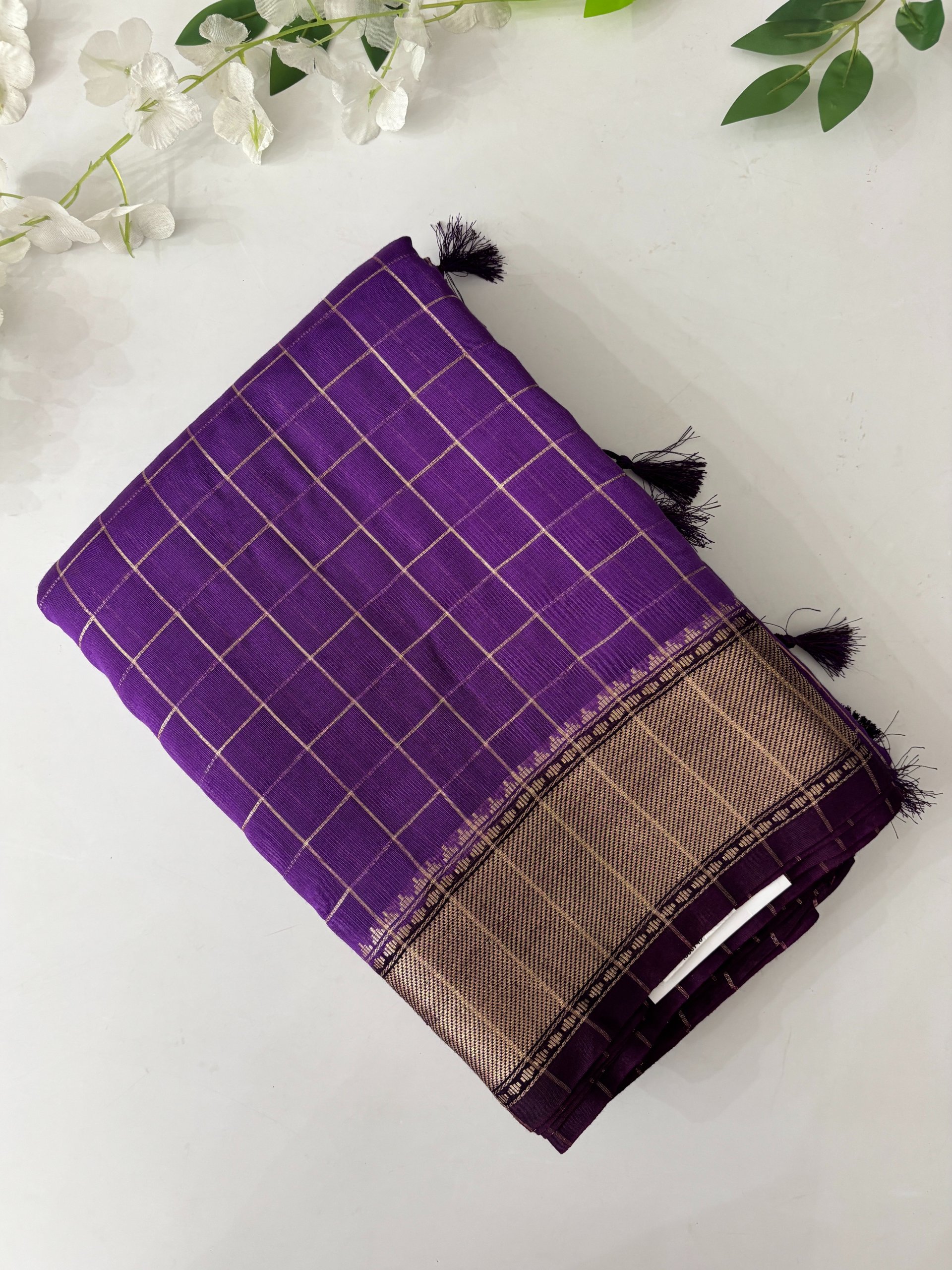 Lavender Chanderi Cotton Silk Saree