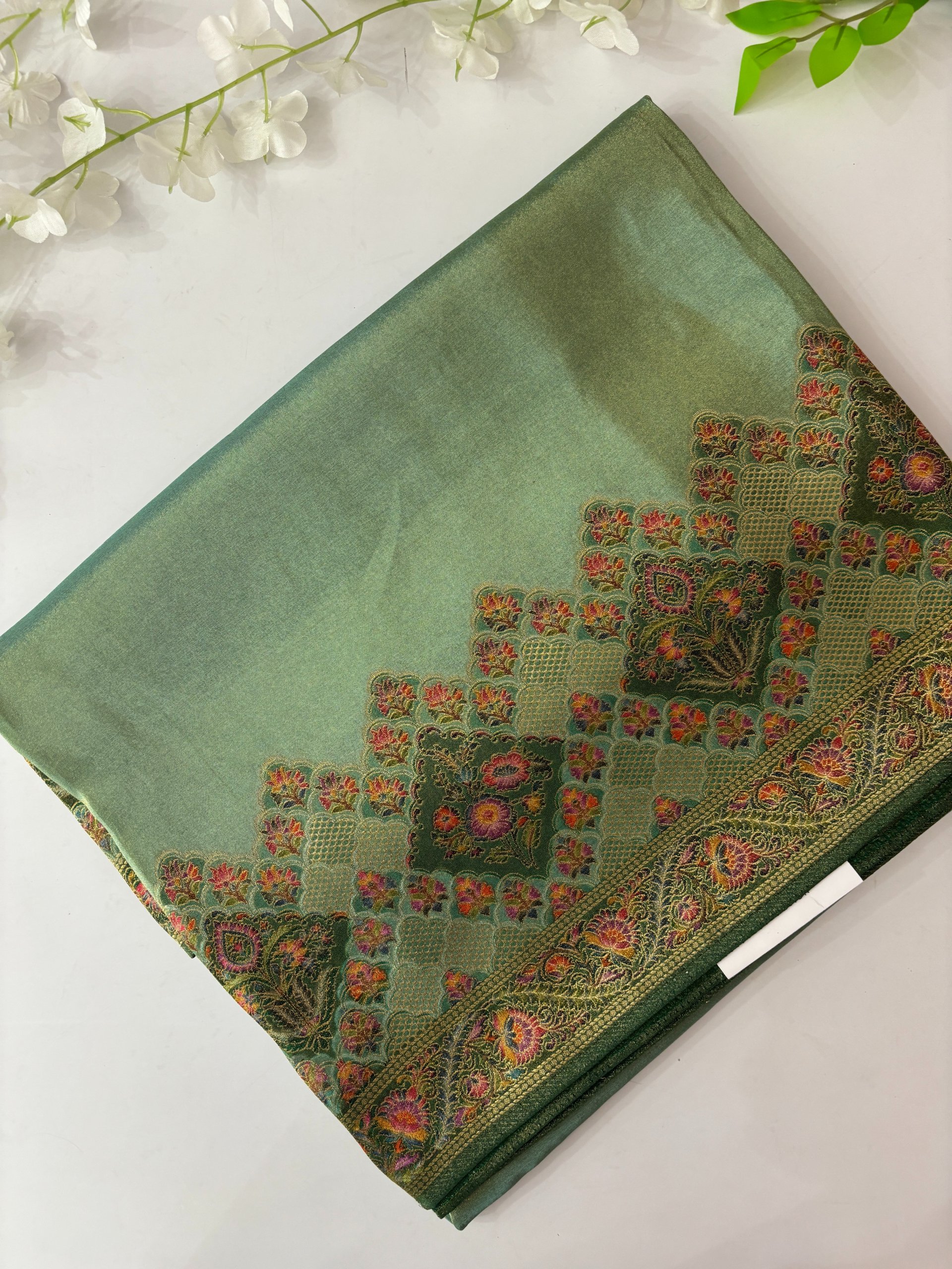 Green Banarasi Dola Tissue Saree