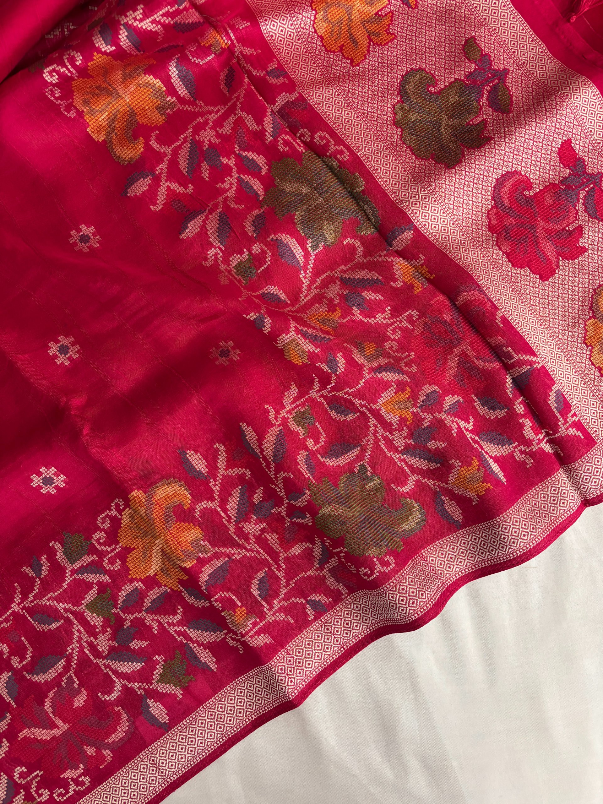 Pink Banarasi Semi Tussar Silk Saree